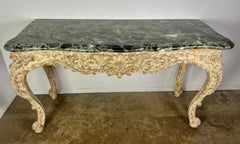 French Carved Louis XV Style Console with Marble Top