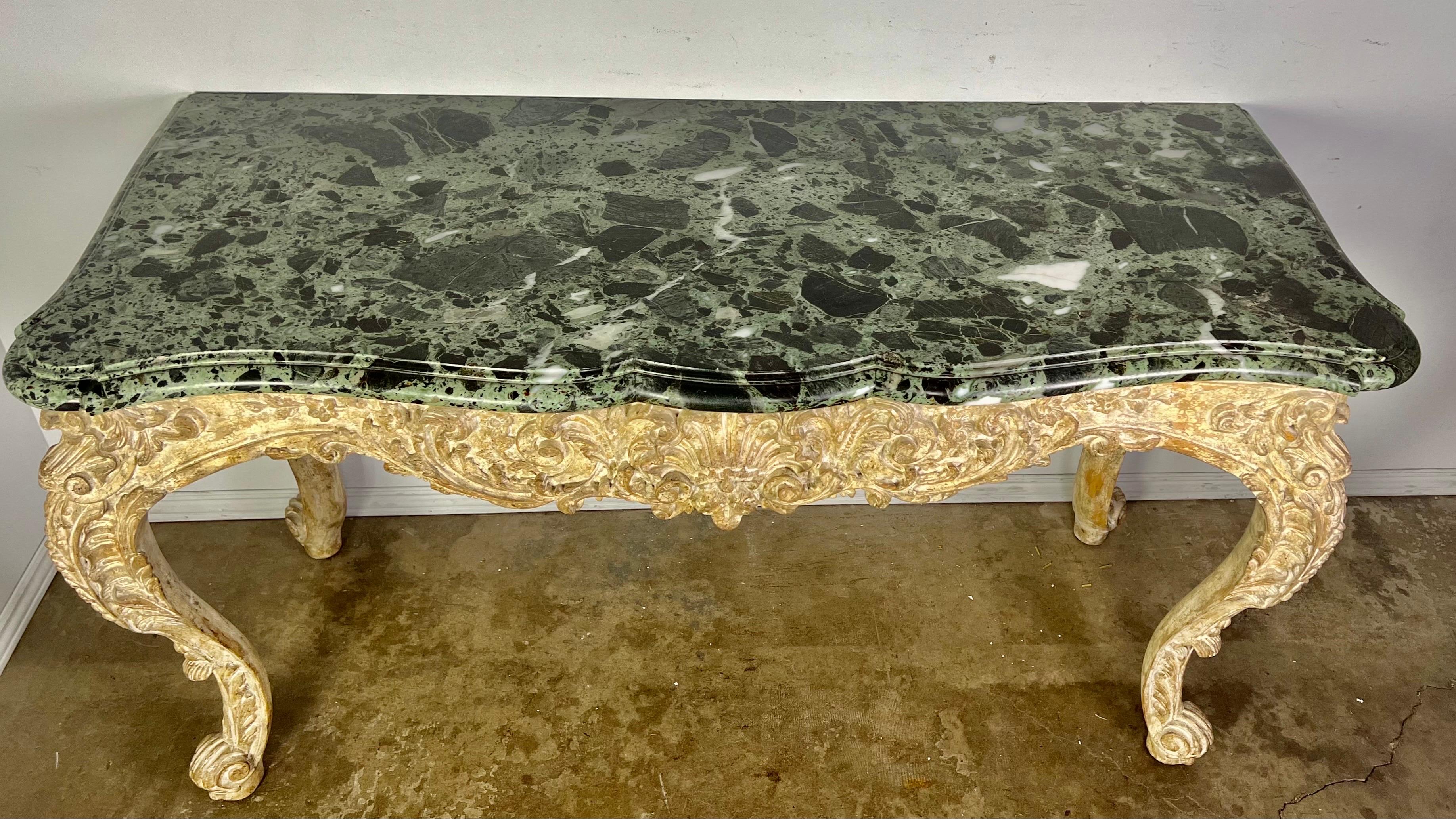 Rococo French Carved Louis XV Style Console with Marble Top