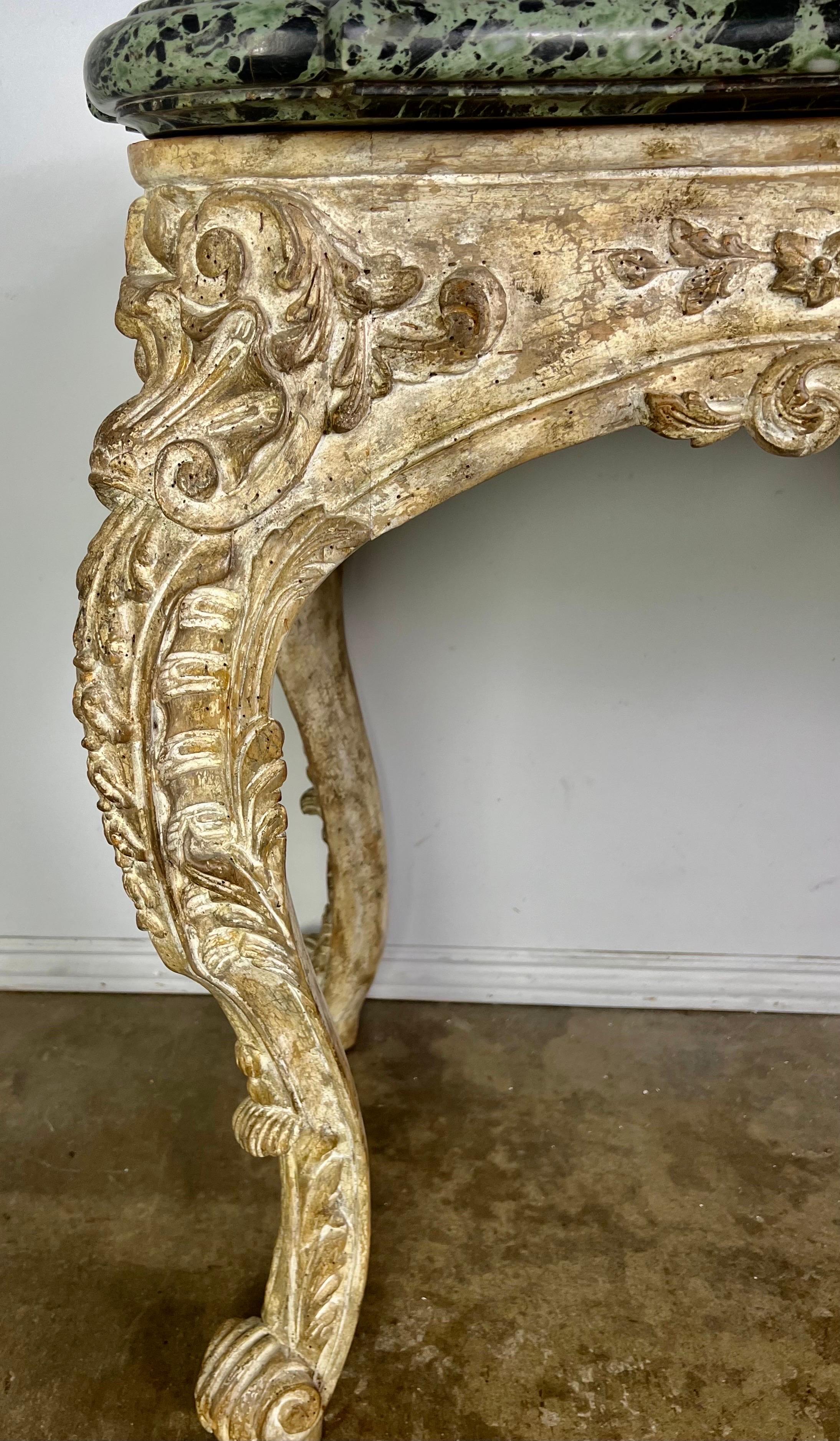 Mid-20th Century French Carved Louis XV Style Console with Marble Top