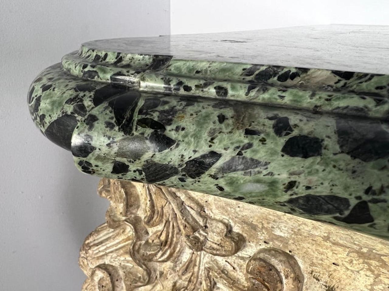Mid-20th Century French Carved Louis XV Style Console with Marble Top For Sale