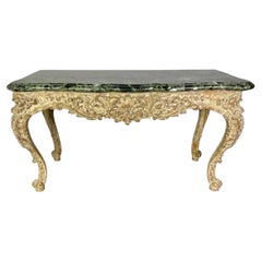 French Carved Louis XV Style Console with Marble Top