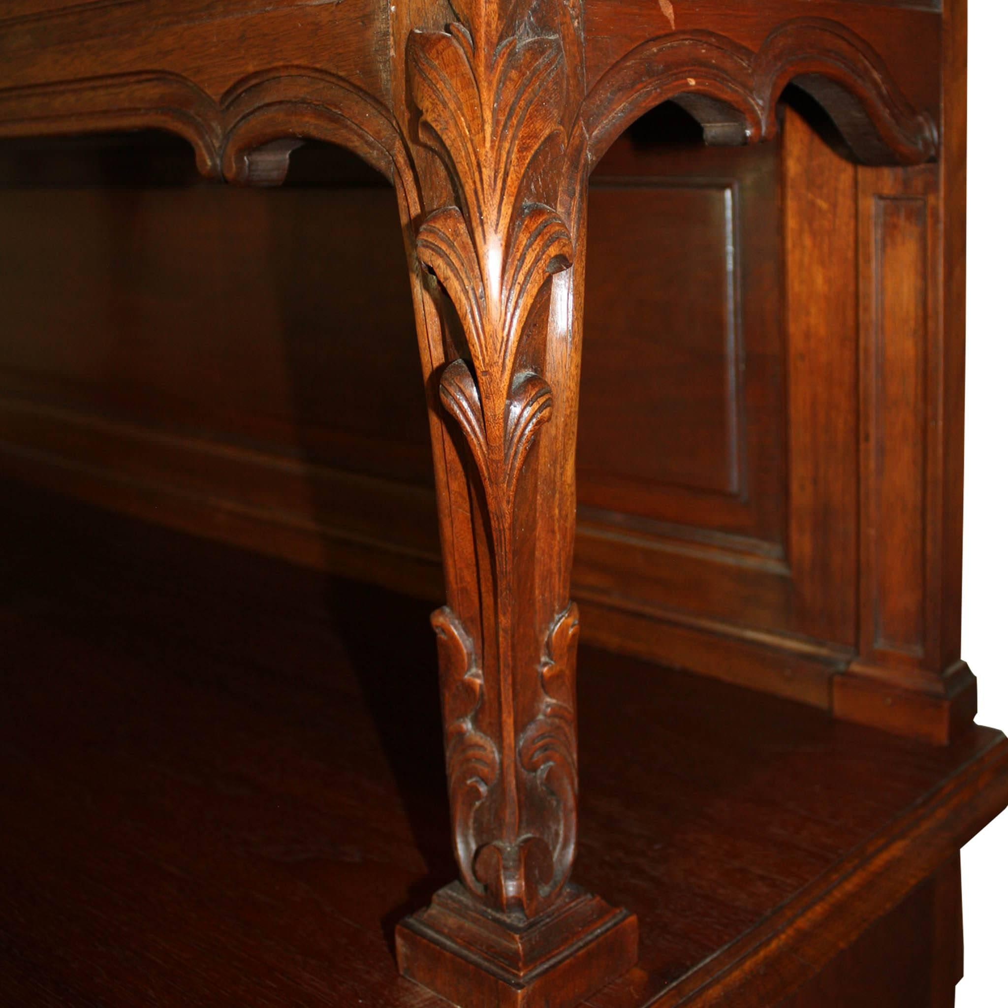 Glass French Carved Louis XV Walnut China Buffet, circa 1900