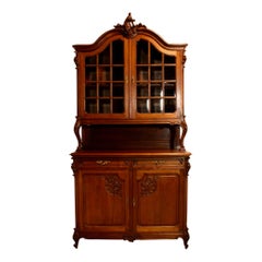 French Carved Louis XV Walnut China Buffet, circa 1900