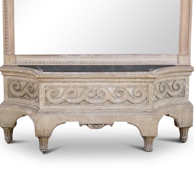 20th Century French Carved Louis XVI Mirror and Jardinière