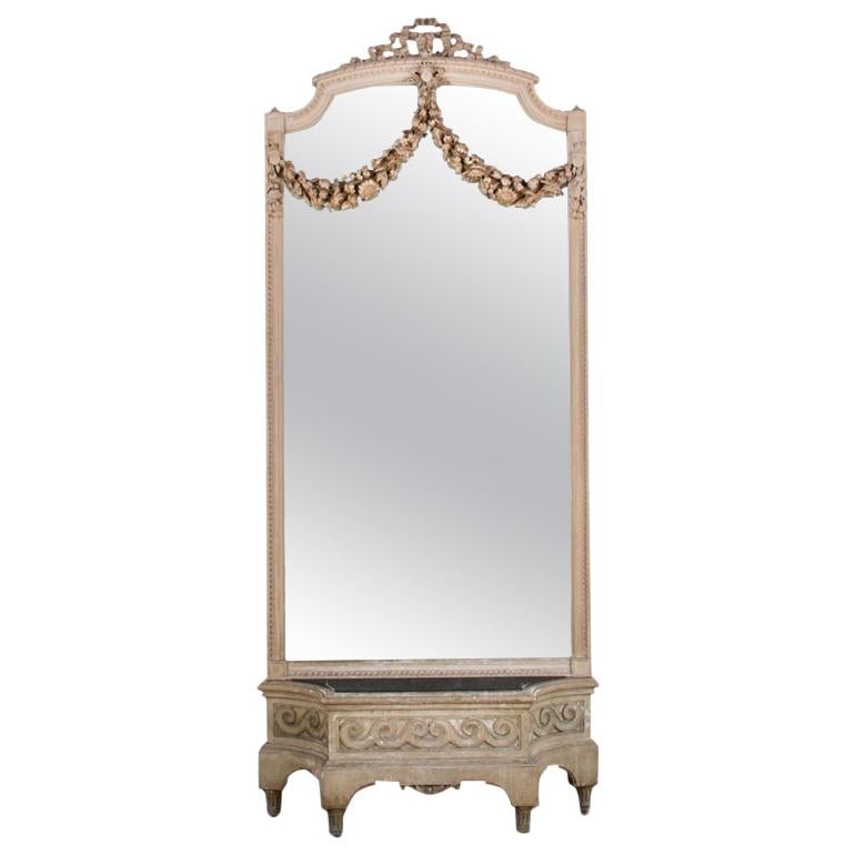 French Carved Louis XVI Mirror and Jardinière