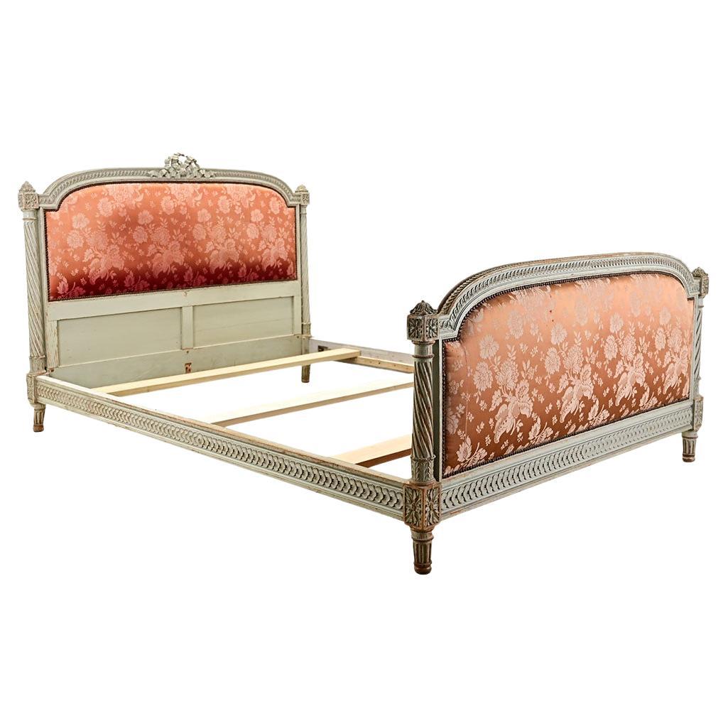 French Carved Louis XVI Style Queen Bed Frame For Sale