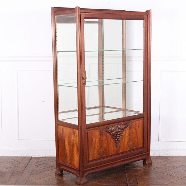 French Carved Mahogany Art Nouveau Vitrine China For Sale at 1stDibs
