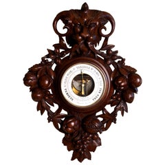 French Carved Mahogany Wall Barometer