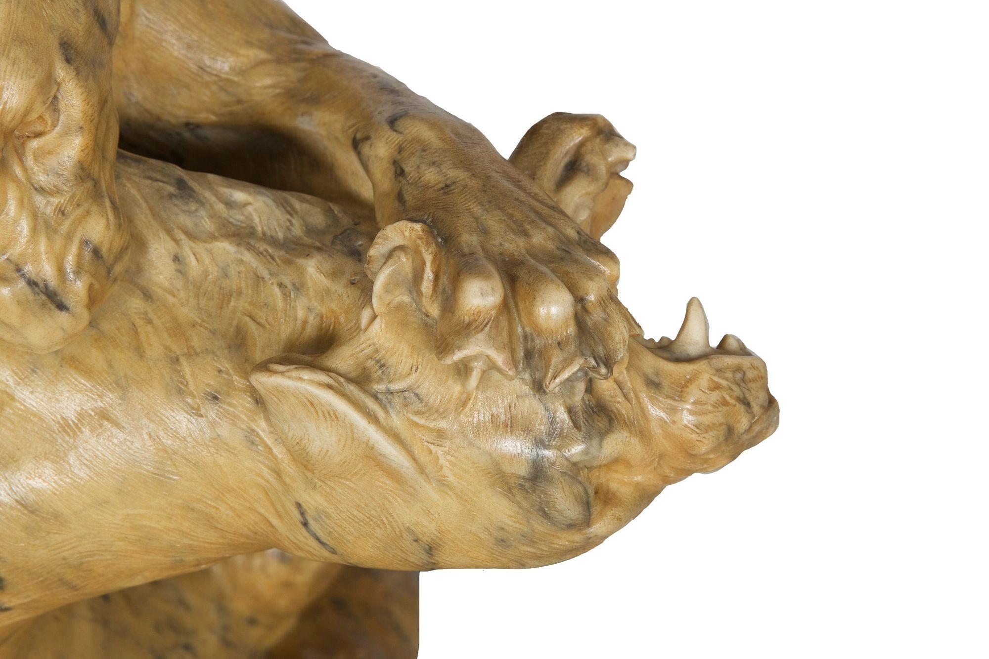 French Carved Marble Sculpture of “Panthers” by Georges Gardet 10