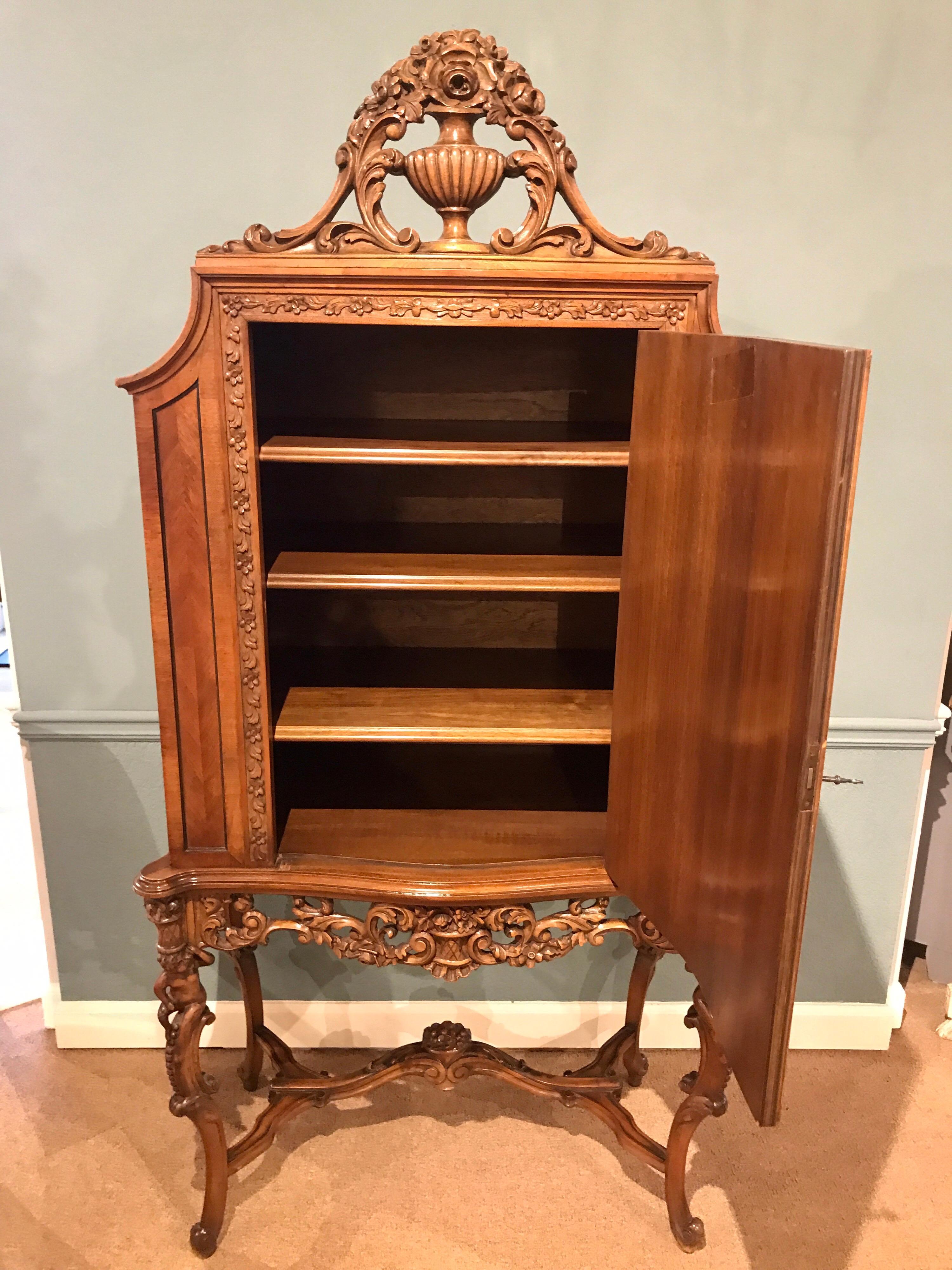 French Carved Marquetry Cabinet or Bar 5