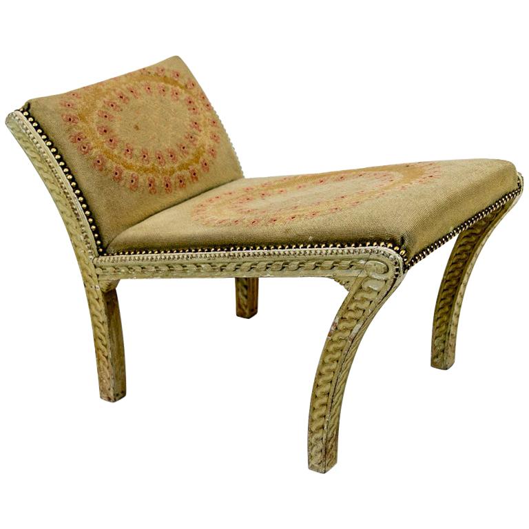 French Carved Needlework Gout Stool