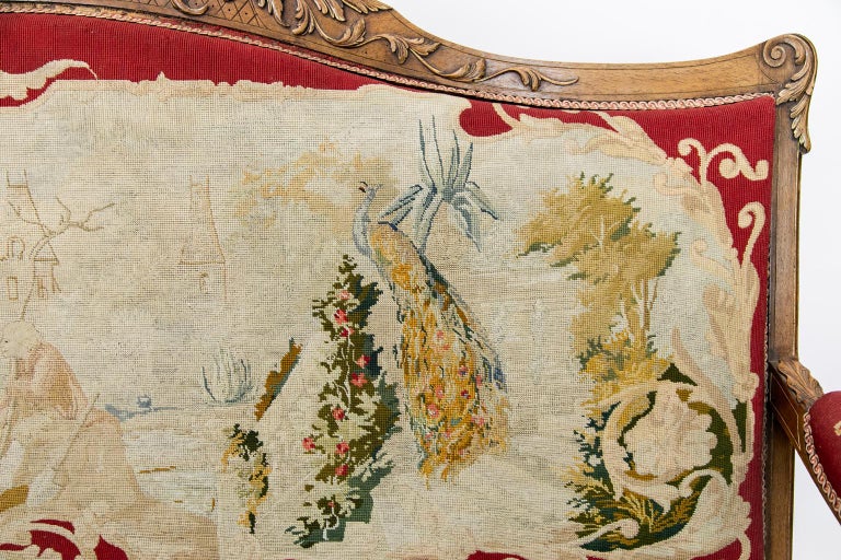 French Carved Needlework Settee For Sale at 1stDibs