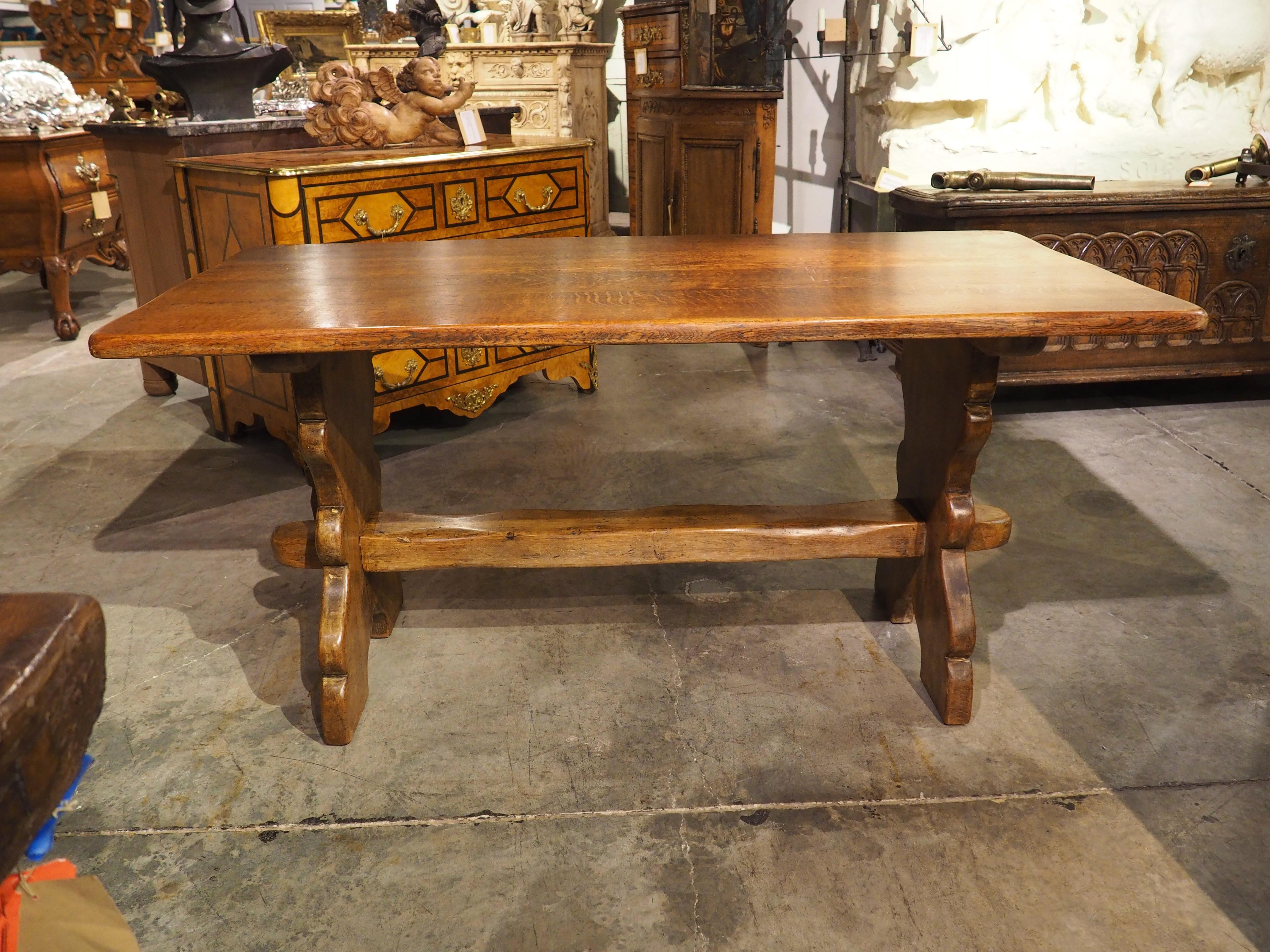 Hand-Carved French Carved Oak and Pine Table from the Pyrenees, Circa 1950s For Sale