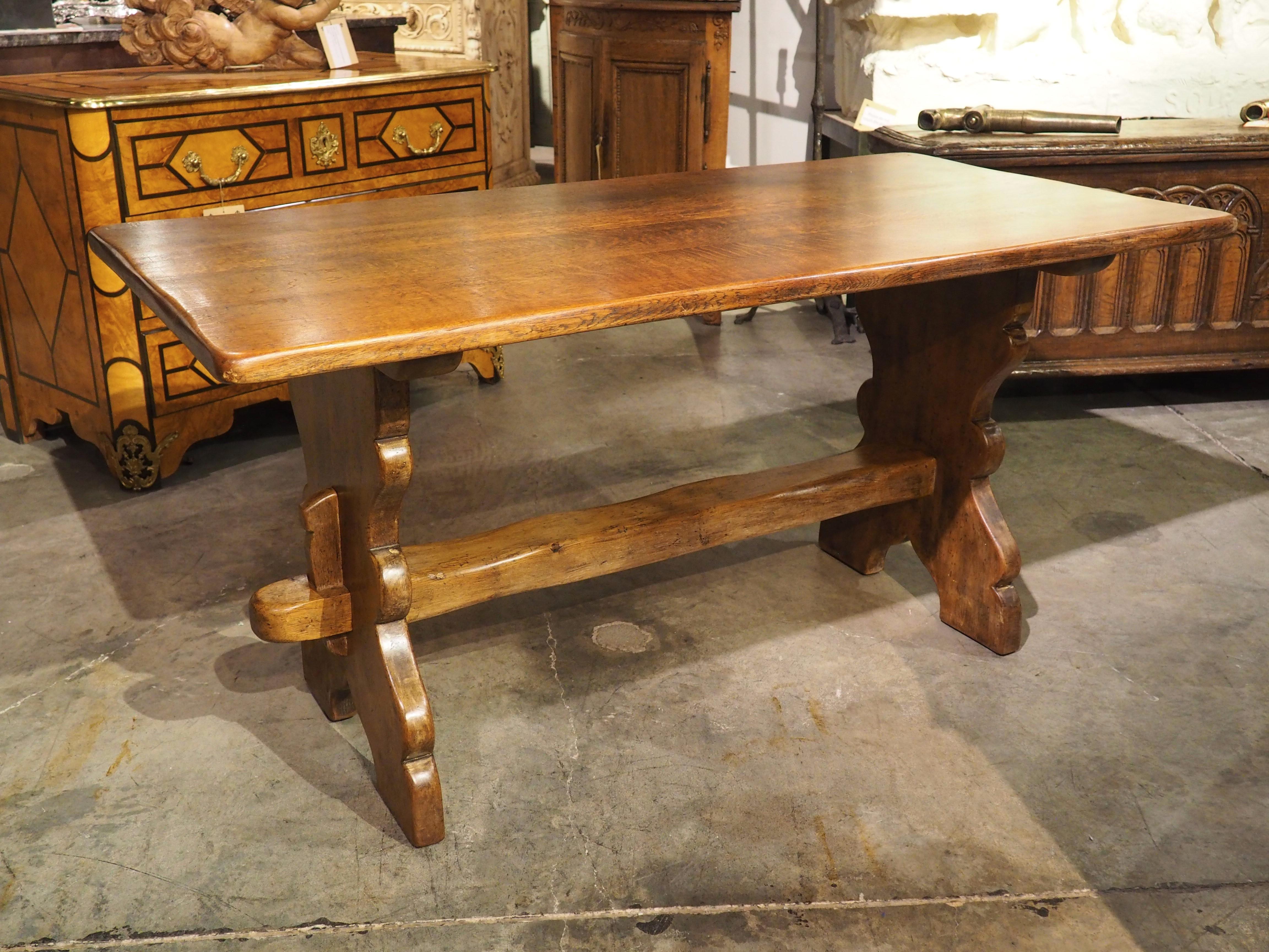 French Carved Oak and Pine Table from the Pyrenees, Circa 1950s In Good Condition For Sale In Dallas, TX