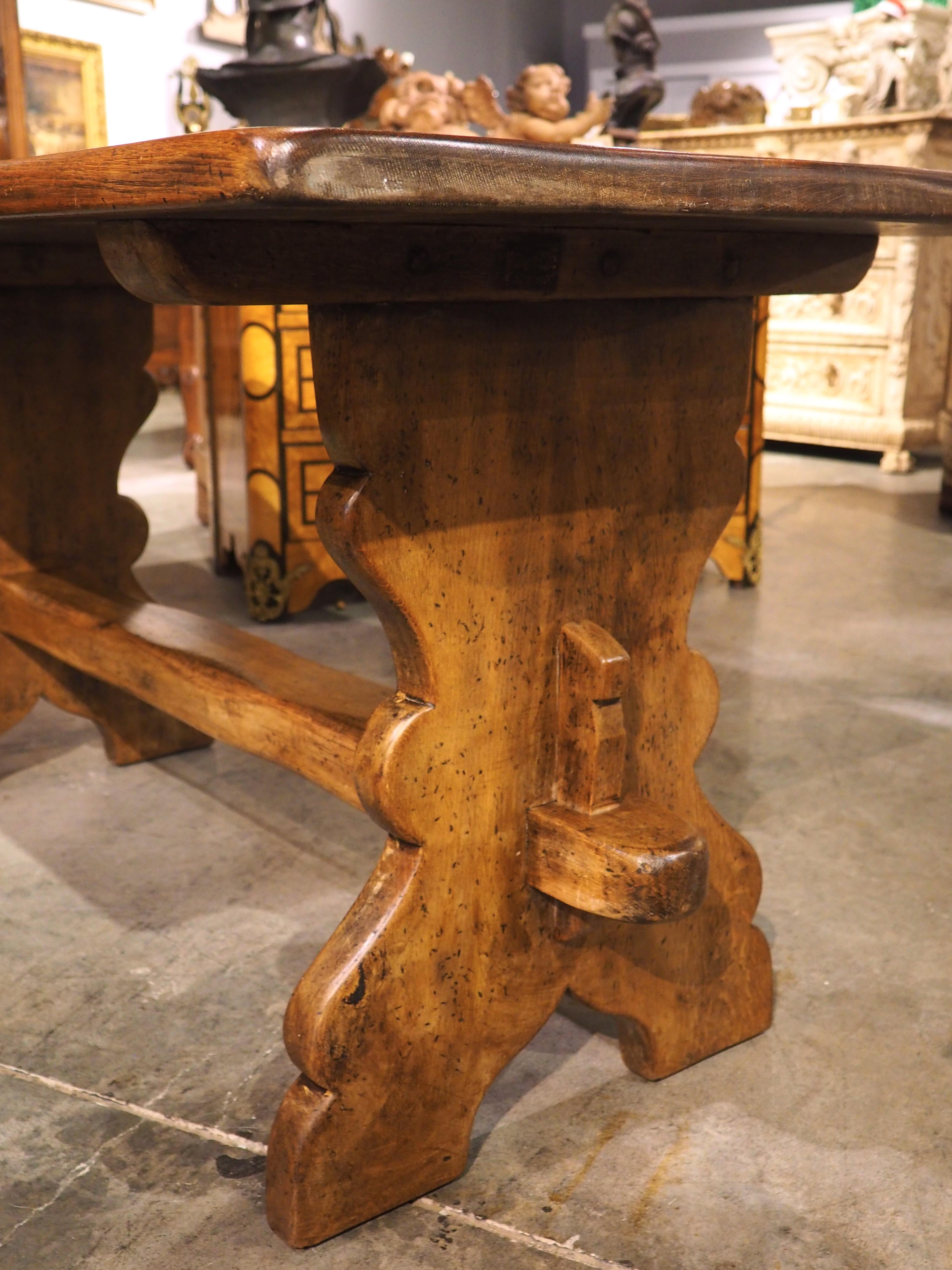 20th Century French Carved Oak and Pine Table from the Pyrenees, Circa 1950s For Sale
