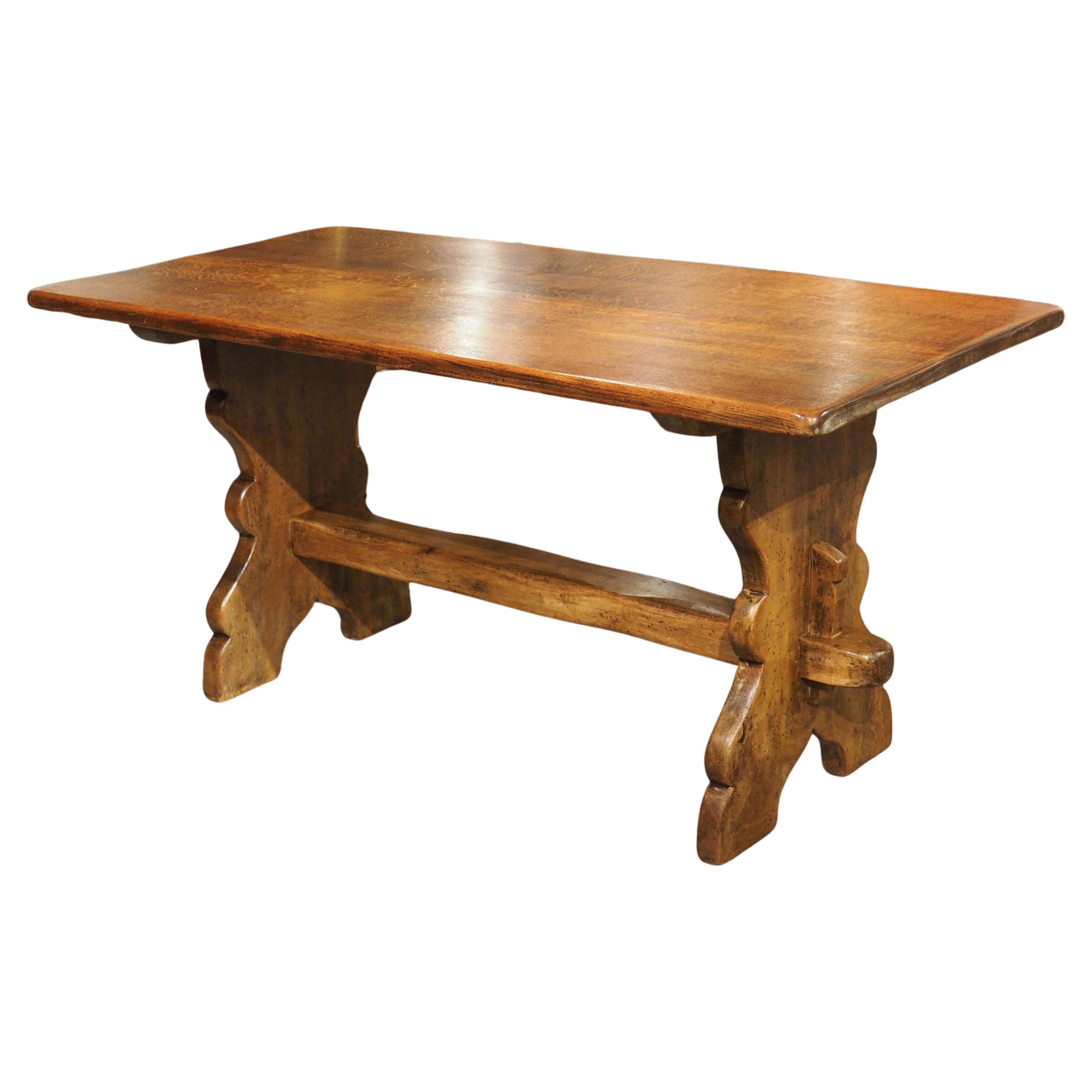 French Carved Oak and Pine Table from the Pyrenees, Circa 1950s