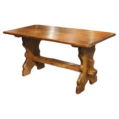 Vintage French Carved Oak and Pine Table from the Pyrenees, Circa 1950s