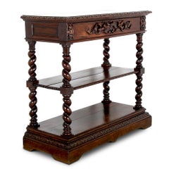 French Carved Oak 'Barley Twist' 3-Tier Server or Console