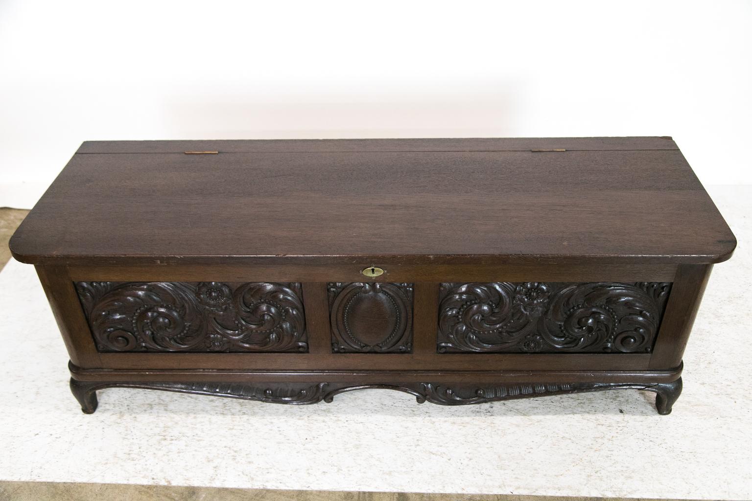 Hand-Carved French Carved Oak Blanket Chest