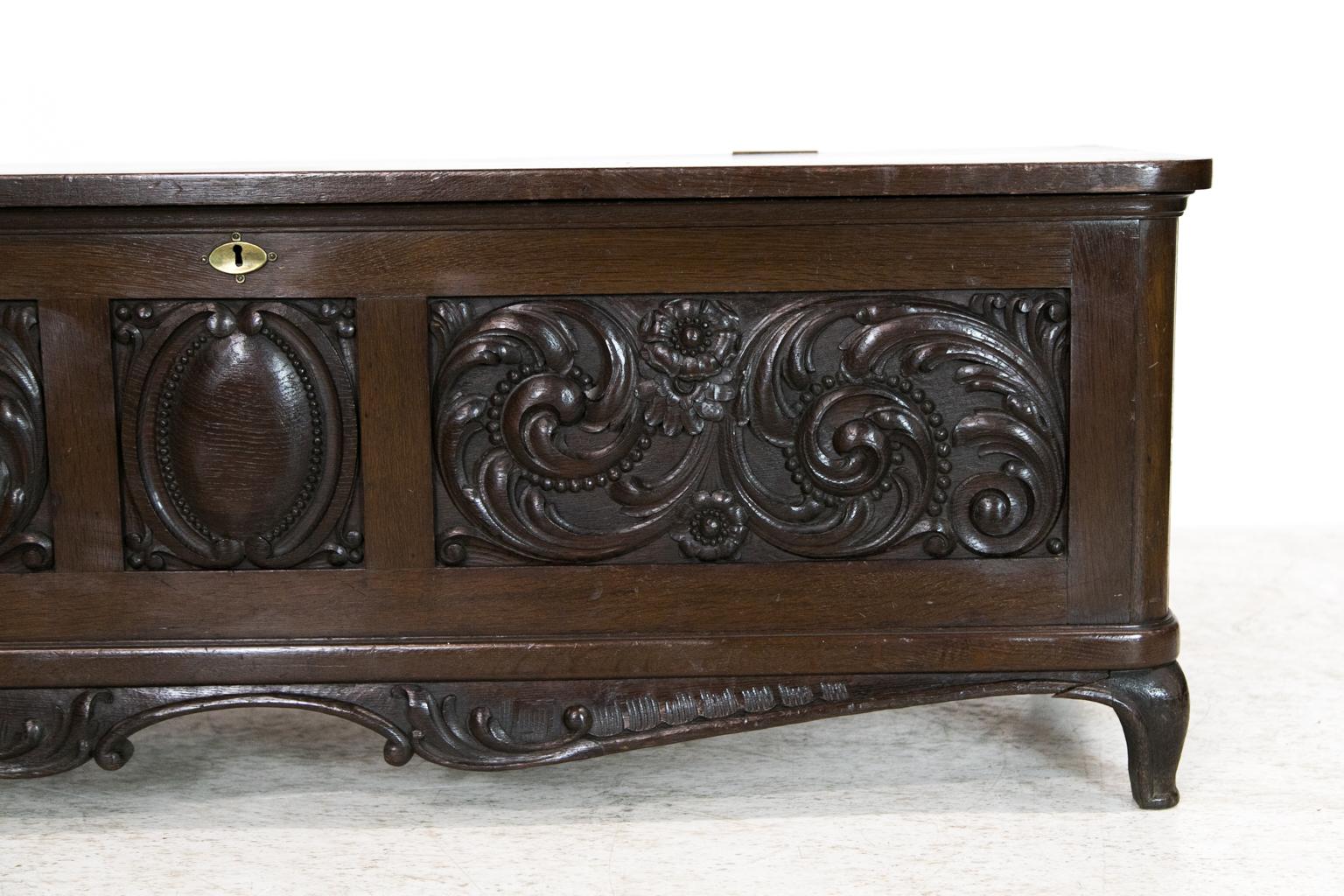 French Carved Oak Blanket Chest In Good Condition In Wilson, NC