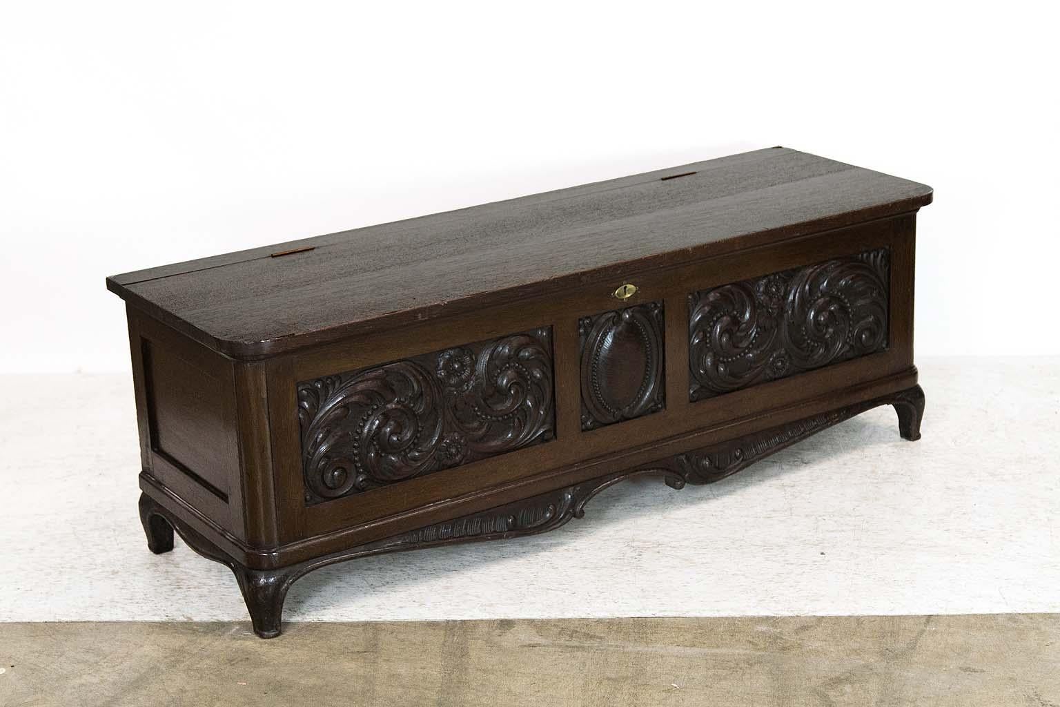 French Carved Oak Blanket Chest 2