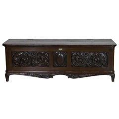 French Carved Oak Blanket Chest