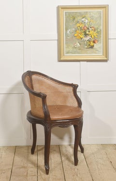French Carved Oak Caned Bergère Chair