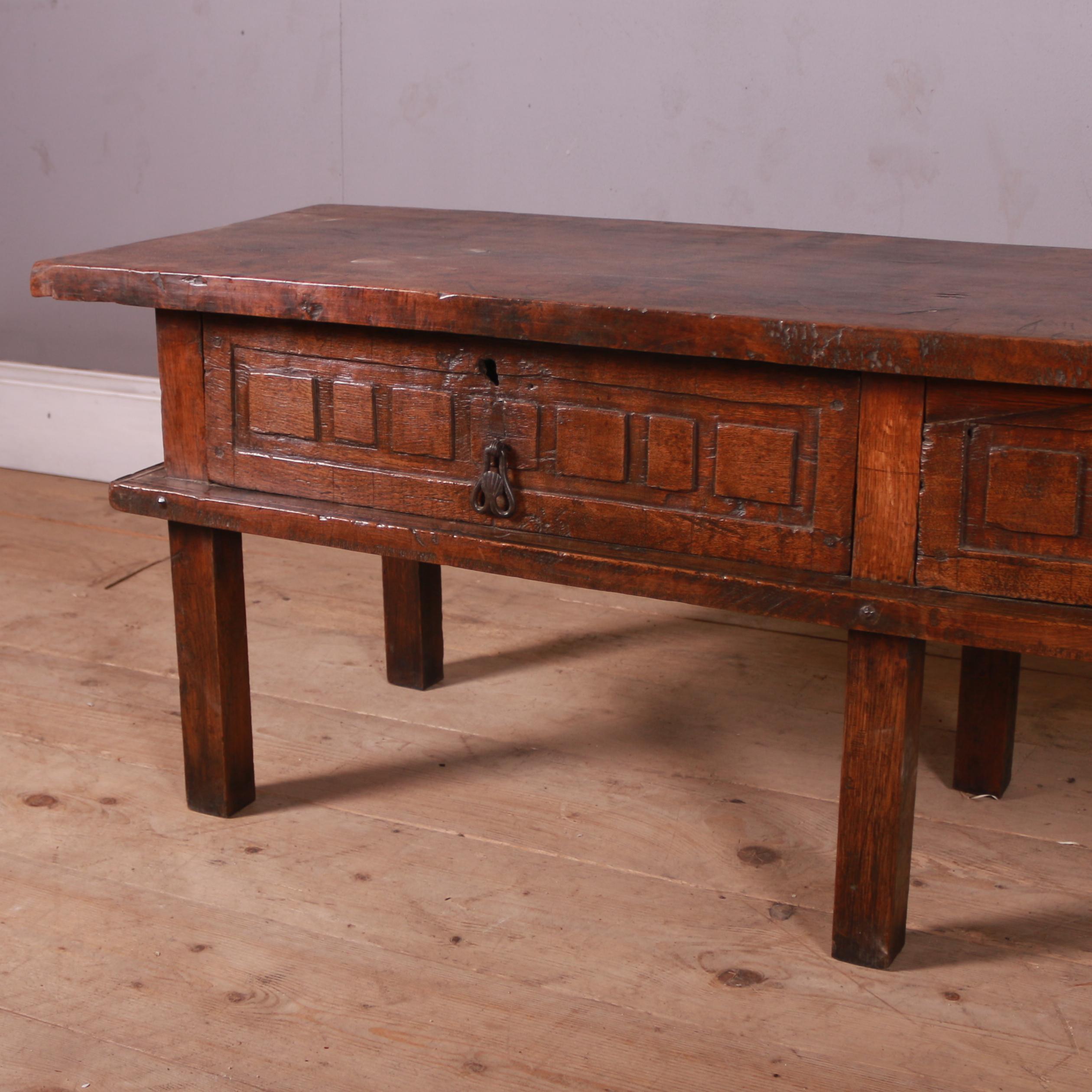 Polished French Carved Oak Coffee Table