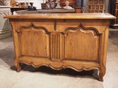 French Carved Oak Coffre Chest or Trunk with Shaped Legs, 20th Century