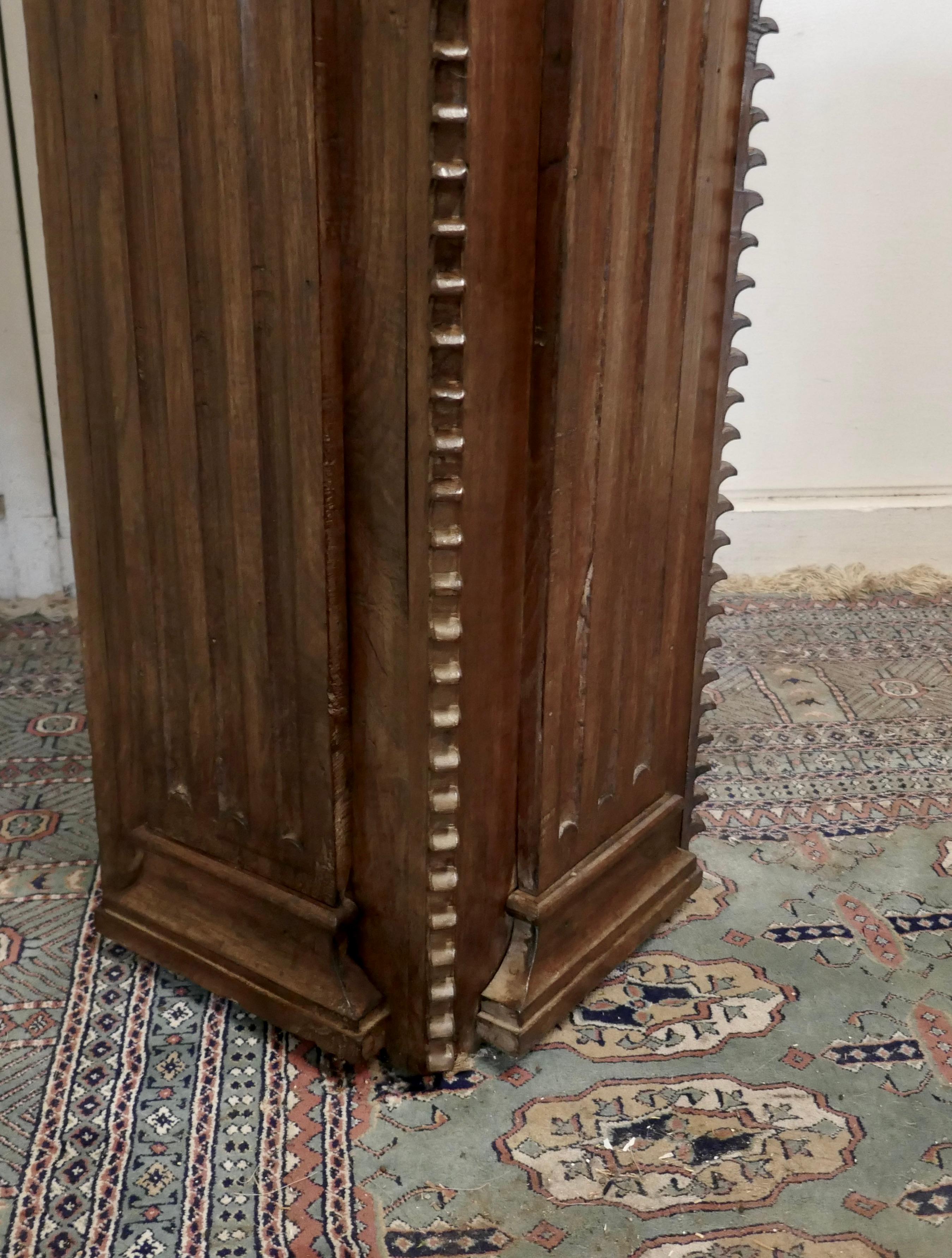 19th Century French Carved Oak Column Display Pedestal For Sale
