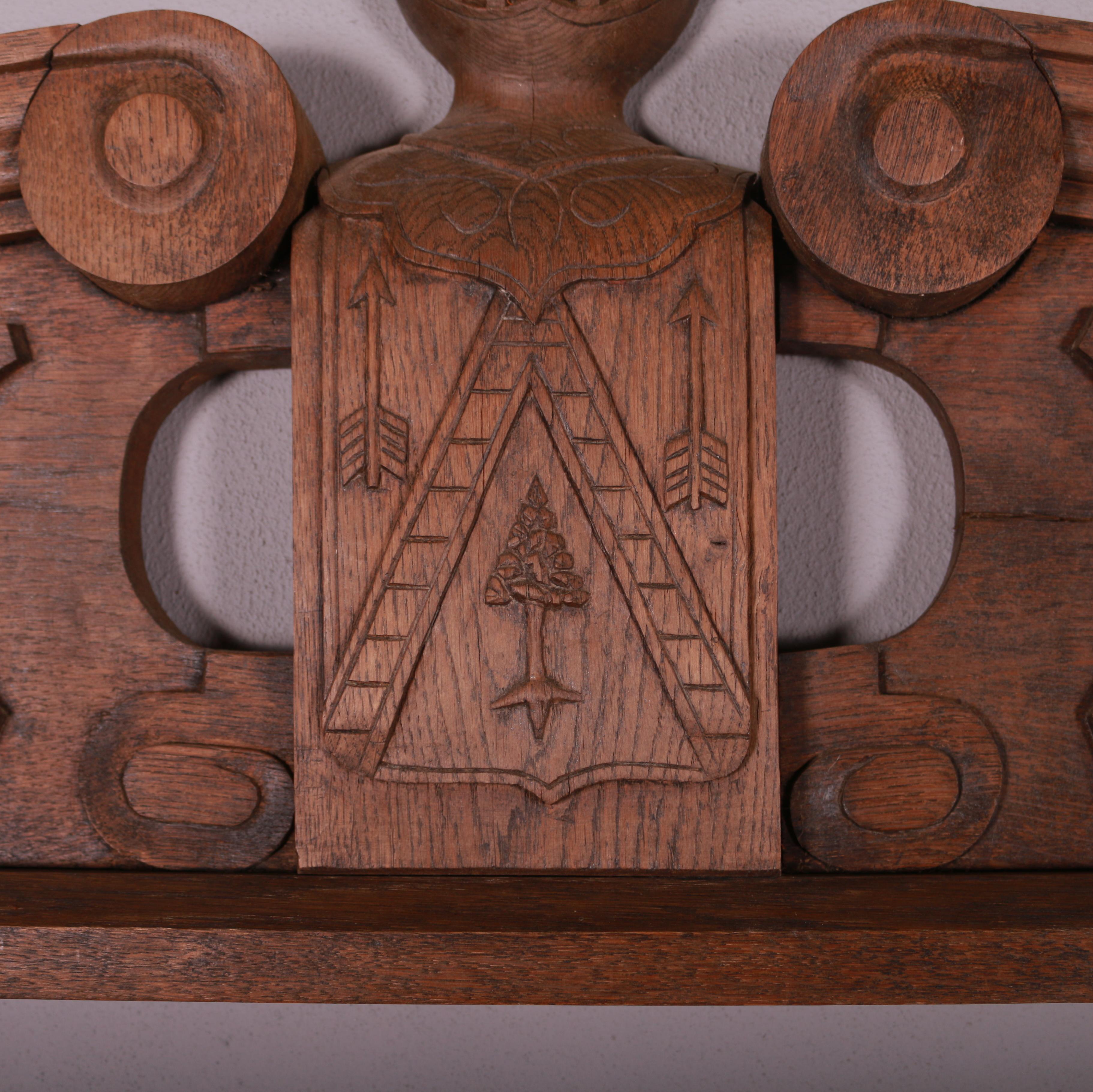19th Century French Carved Oak Door Pediment For Sale