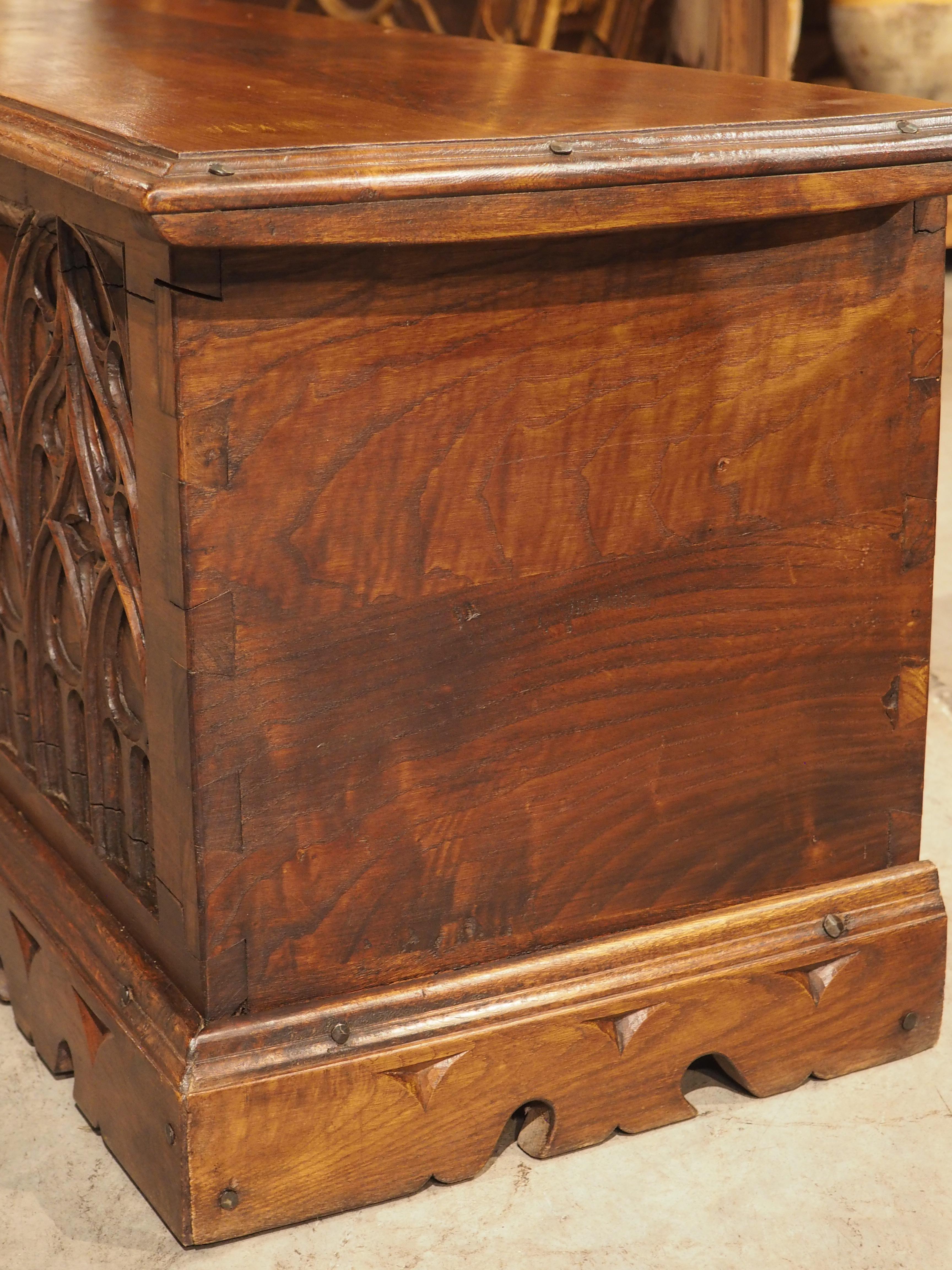 French Carved Oak Gothic Style Blanket Chest or Trunk, Early to Mid 1900s 10
