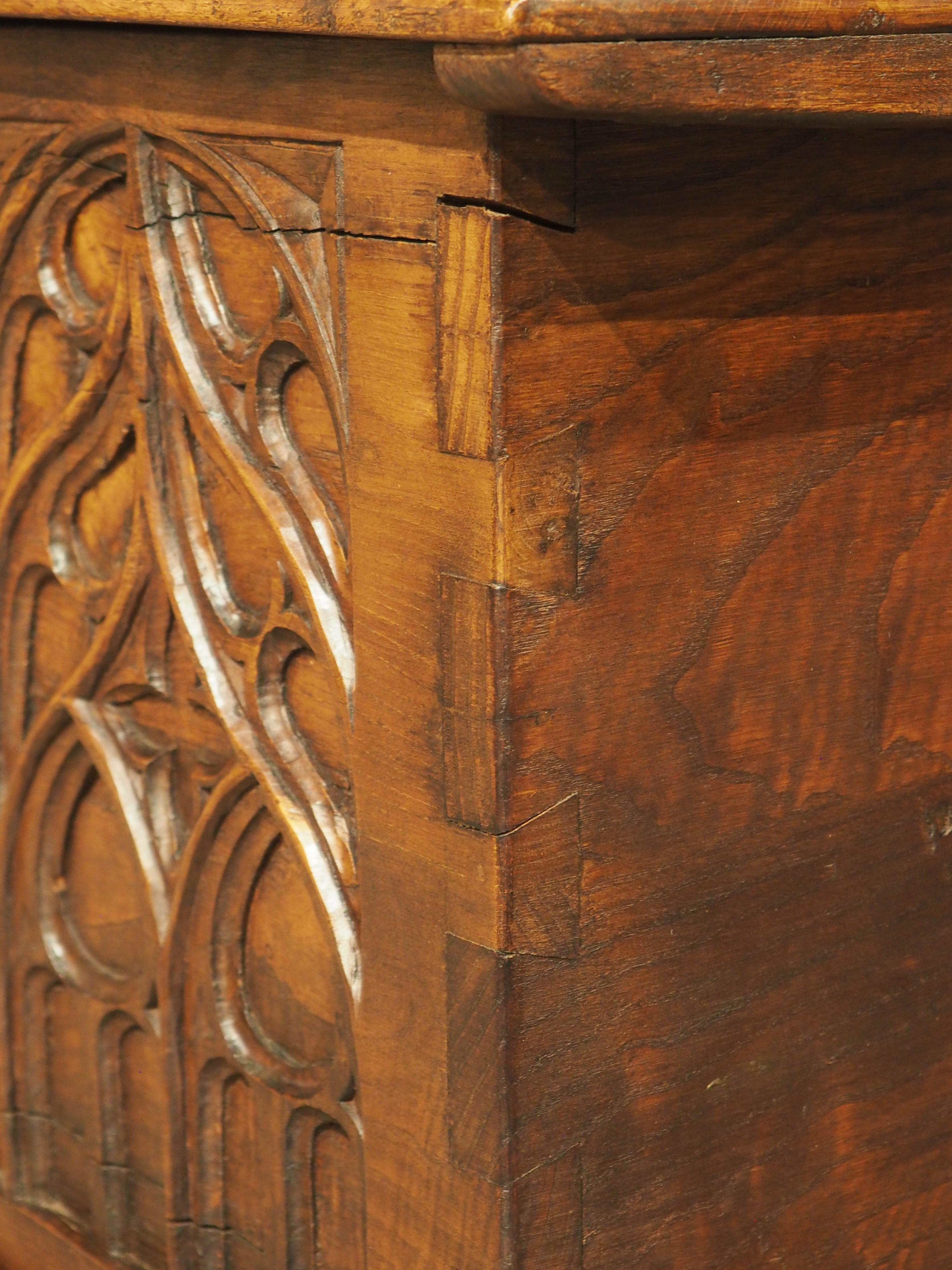 French Carved Oak Gothic Style Blanket Chest or Trunk, Early to Mid 1900s 13