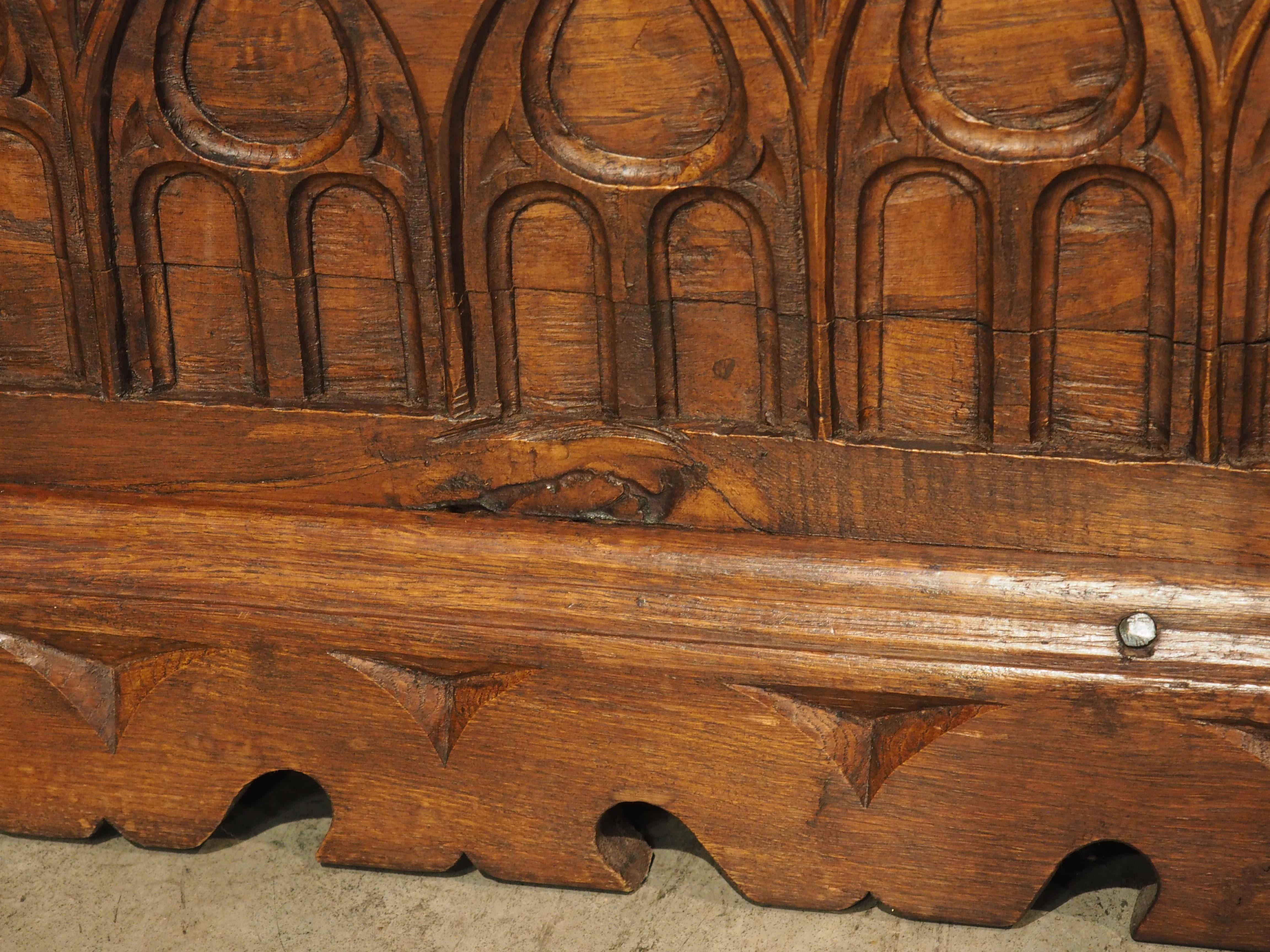 20th Century French Carved Oak Gothic Style Blanket Chest or Trunk, Early to Mid 1900s