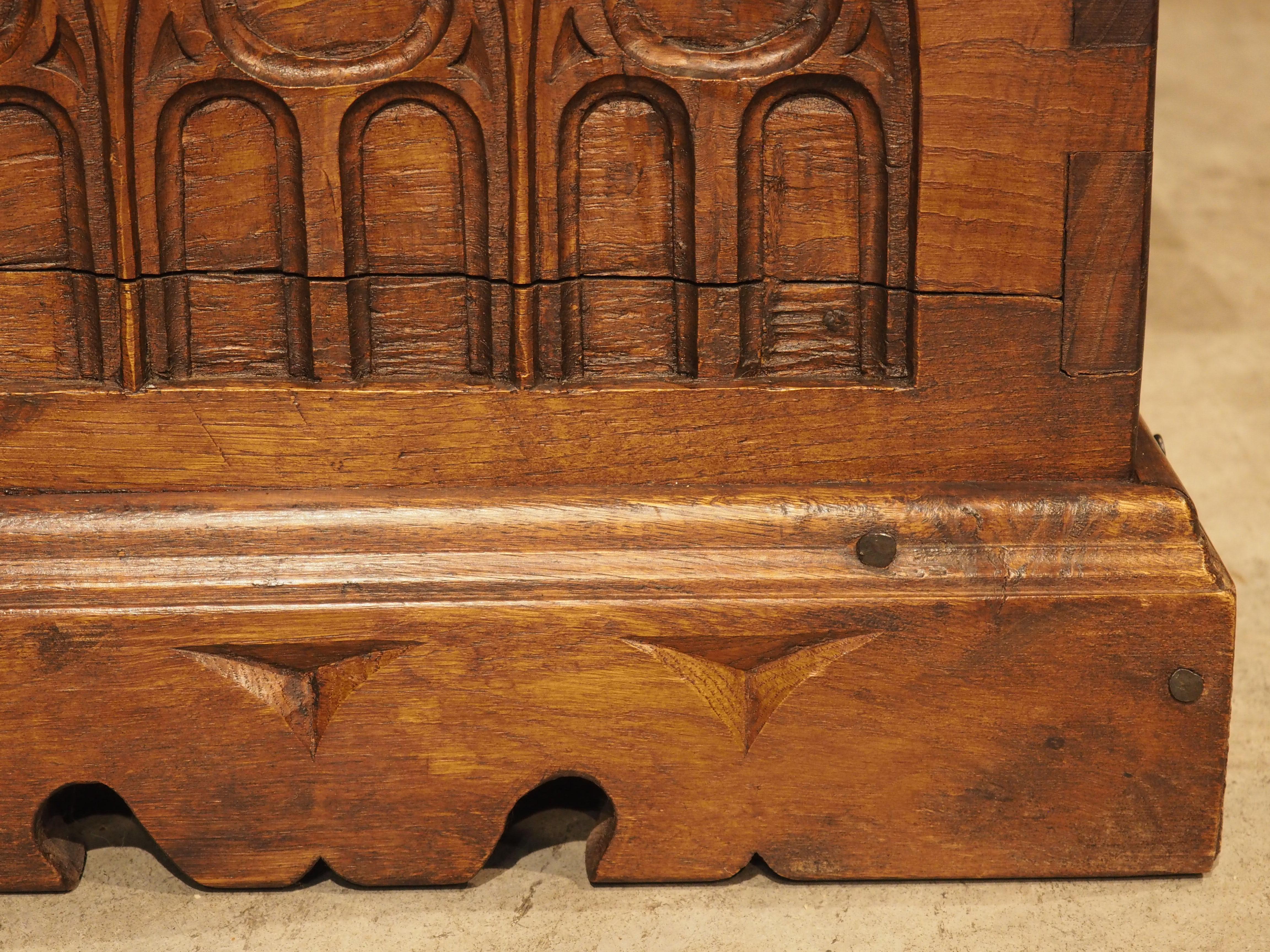 French Carved Oak Gothic Style Blanket Chest or Trunk, Early to Mid 1900s 3