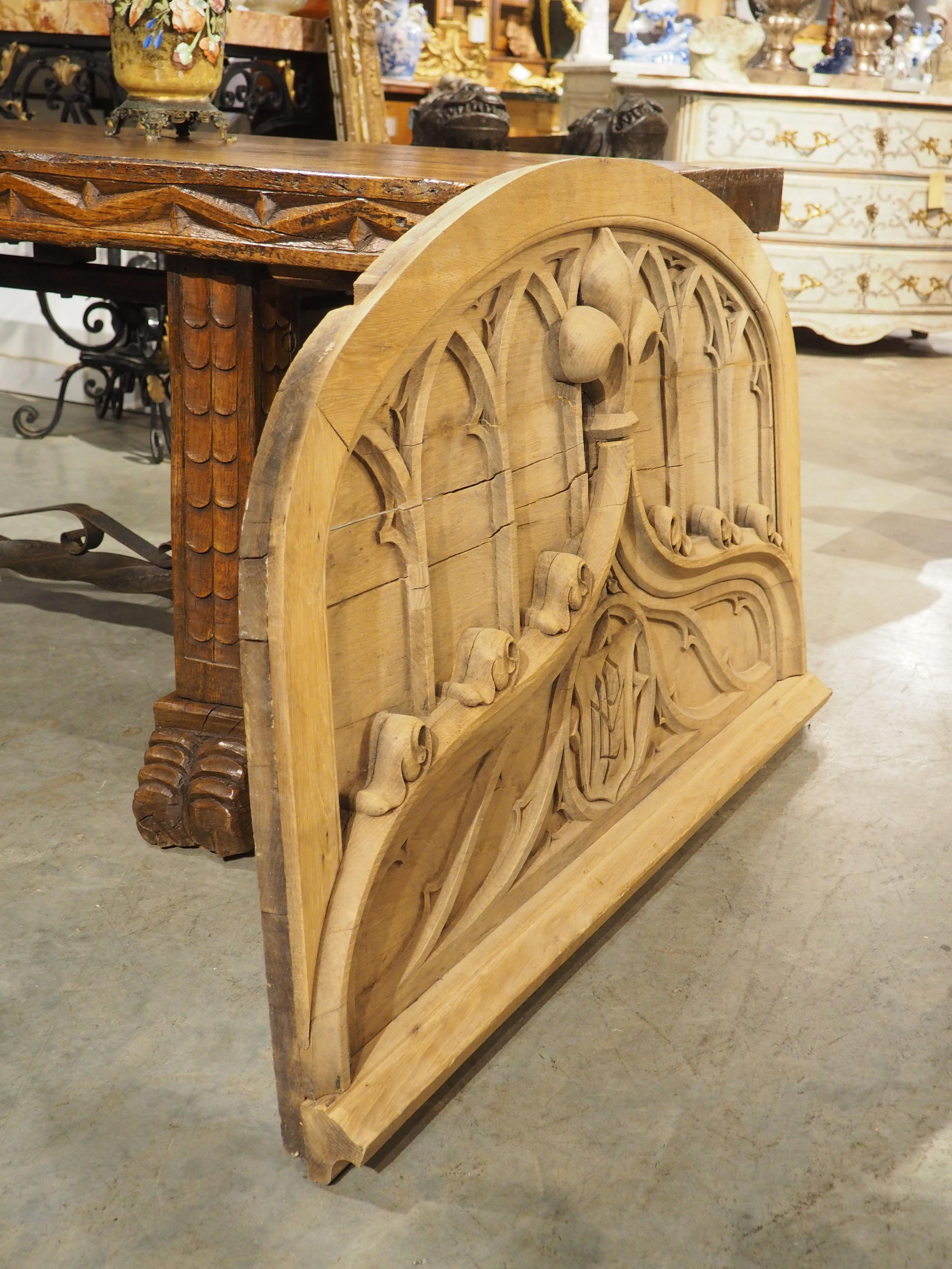 French Carved Oak Gothic Style Overdoor, Circa 1910 For Sale 5