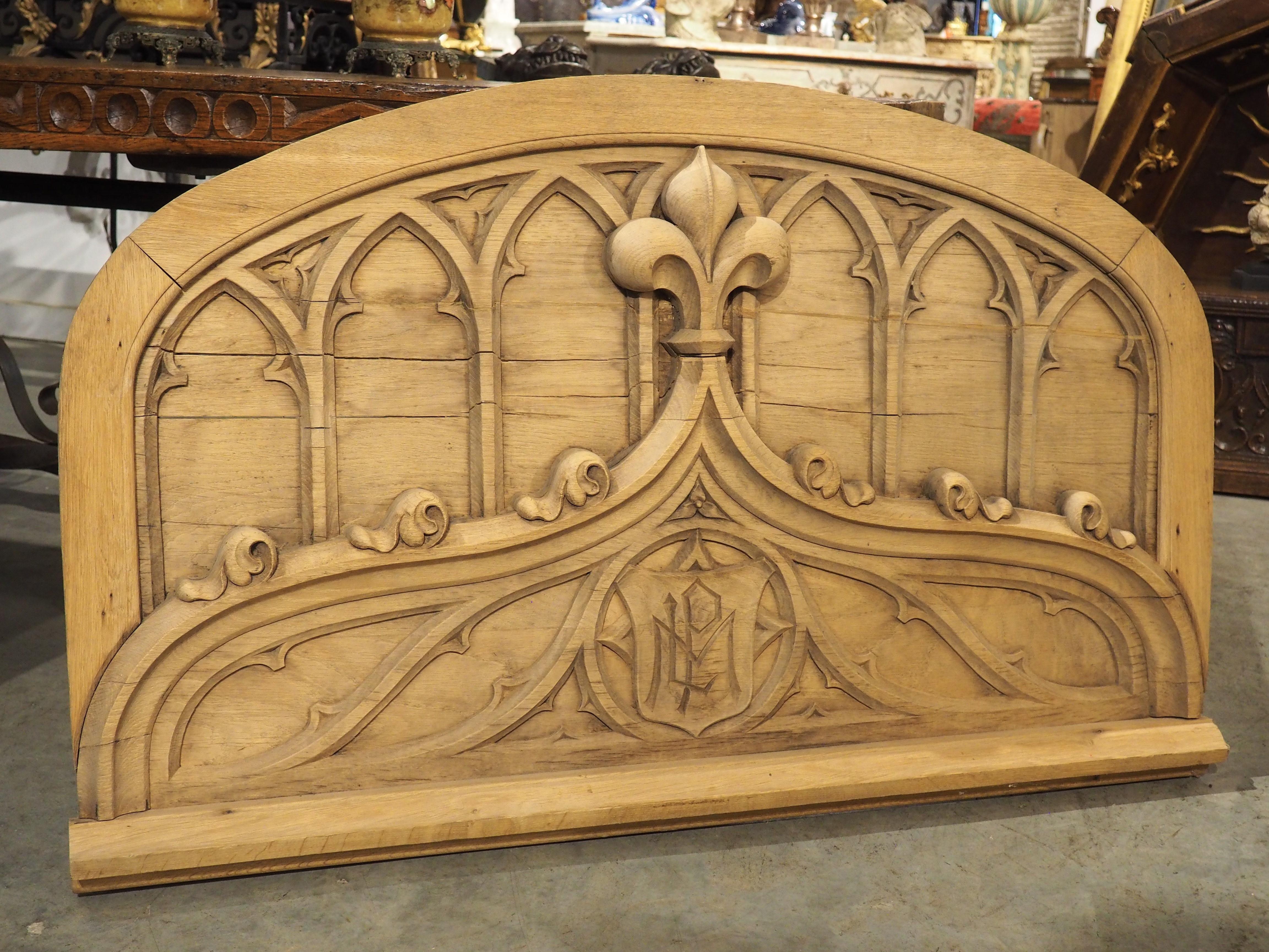 French Carved Oak Gothic Style Overdoor, Circa 1910 For Sale 6