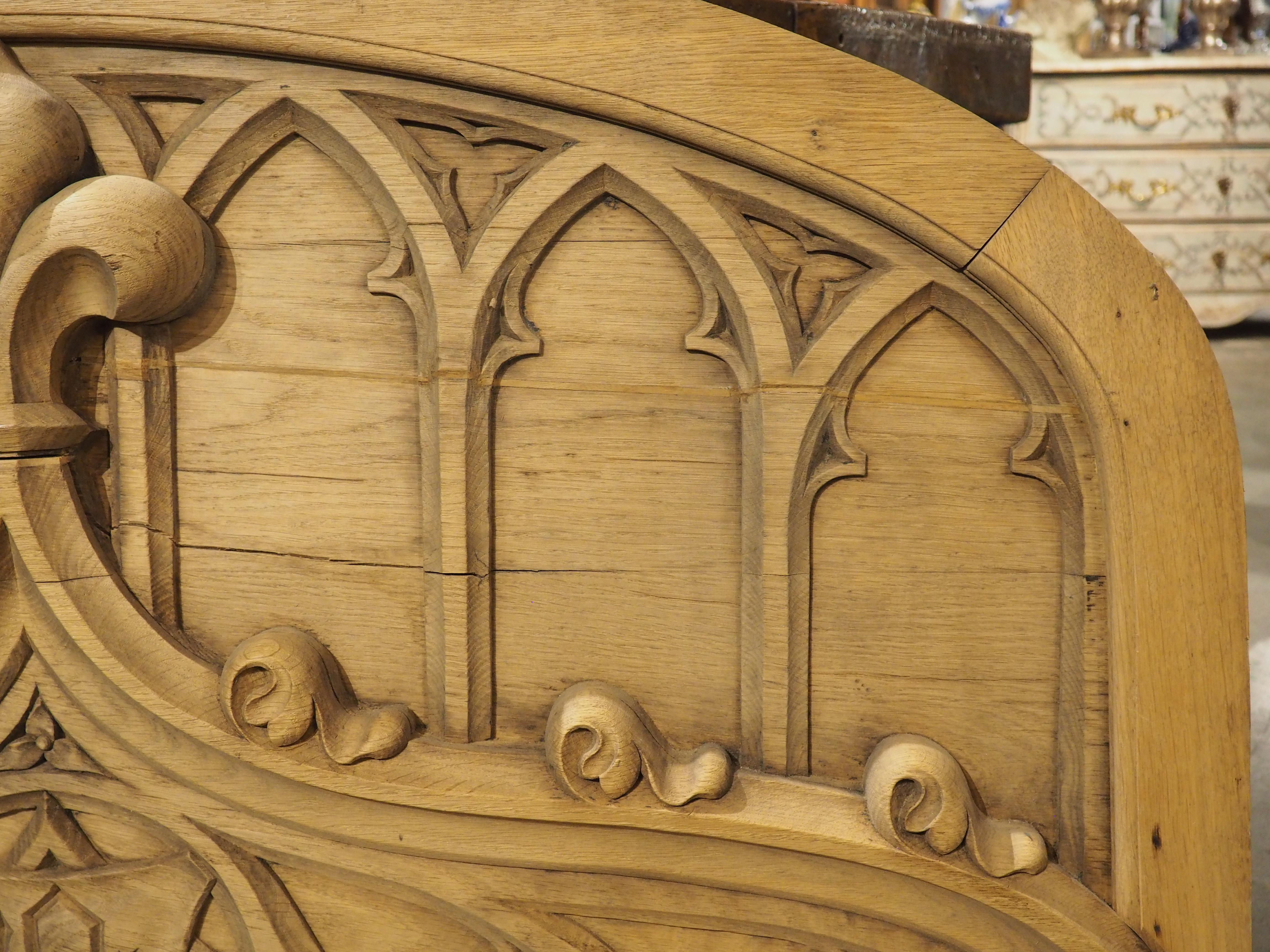 French Carved Oak Gothic Style Overdoor, Circa 1910 In Good Condition For Sale In Dallas, TX