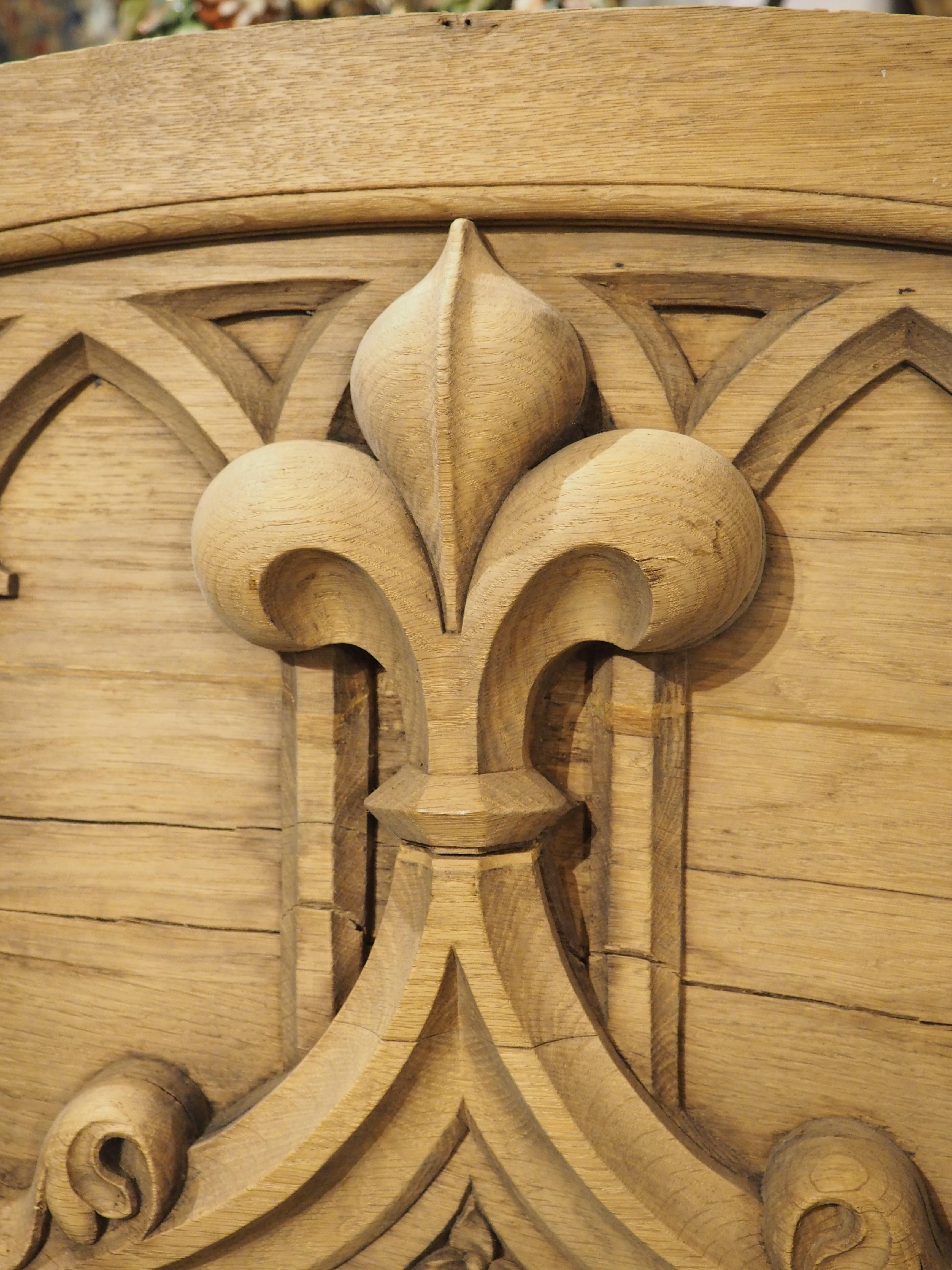 20th Century French Carved Oak Gothic Style Overdoor, Circa 1910 For Sale
