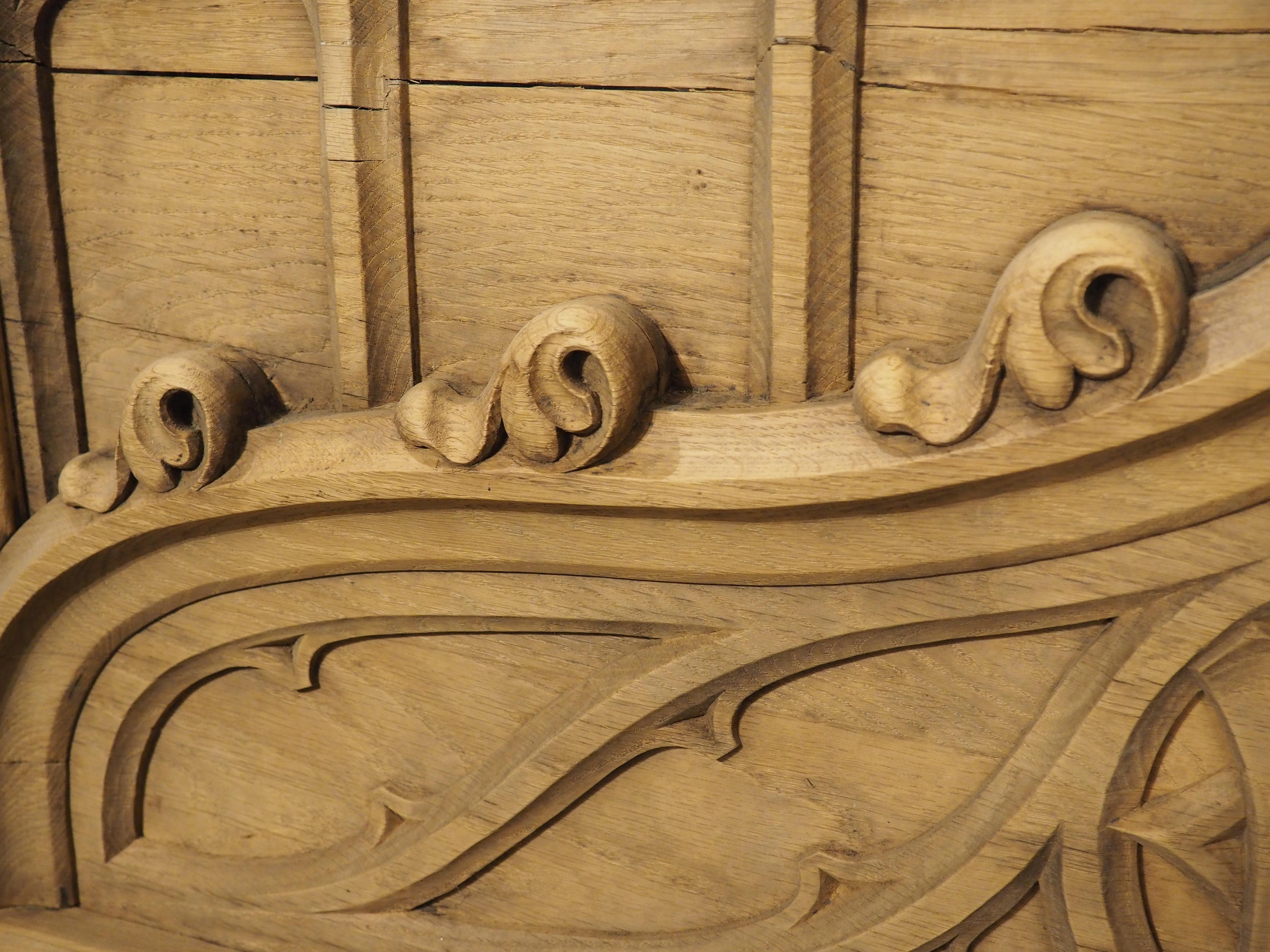 Wood French Carved Oak Gothic Style Overdoor, Circa 1910 For Sale