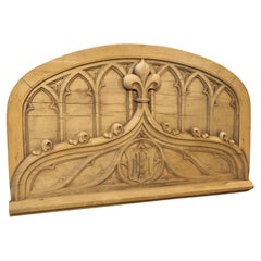 French Carved Oak Gothic Style Overdoor, Circa 1910