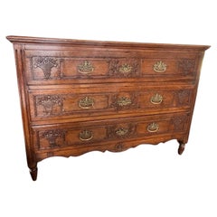 French Carved Oak Louis XVI Chest Of Drawers, Late 1700s