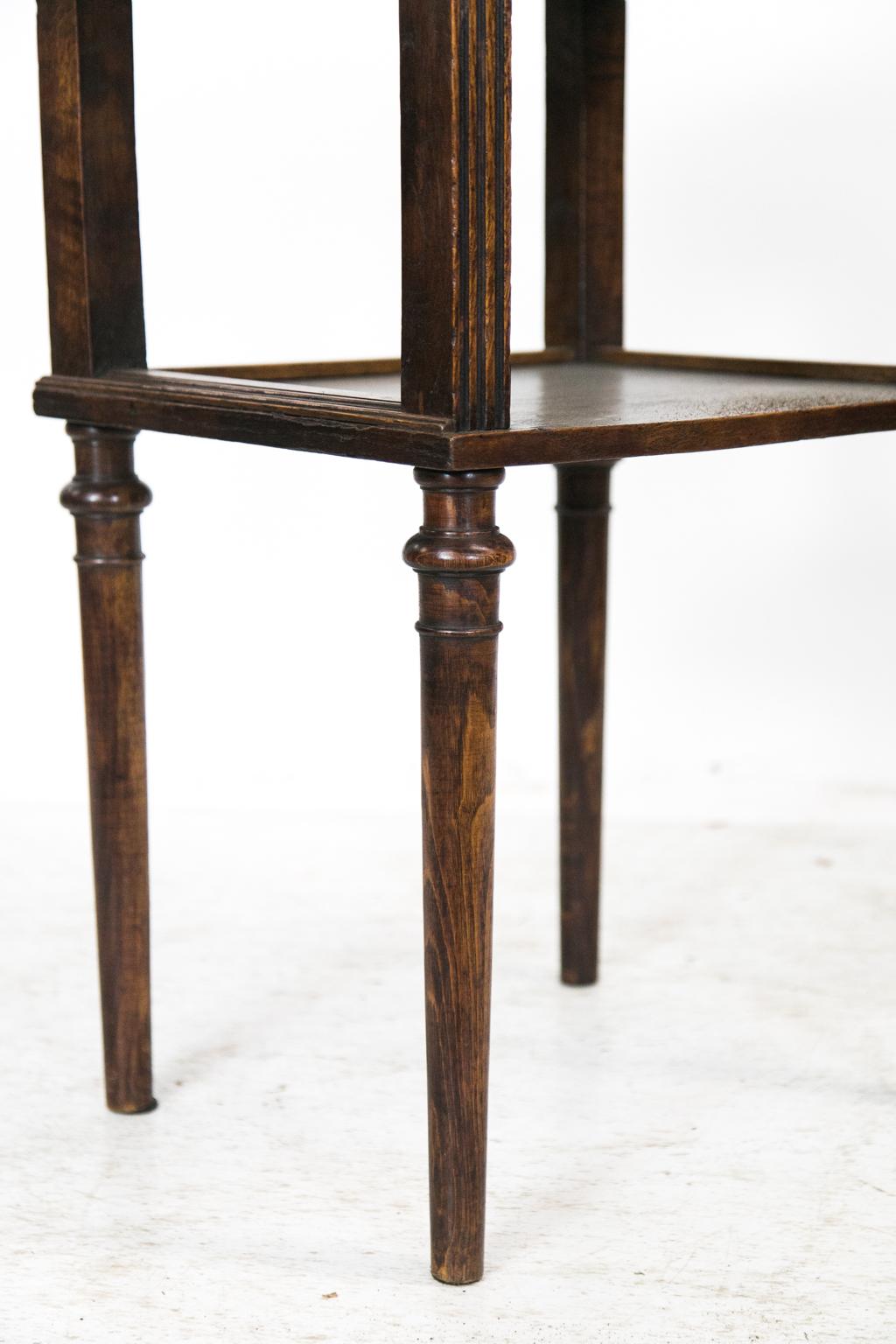 French Carved Oak Marble-Top Side Table 4