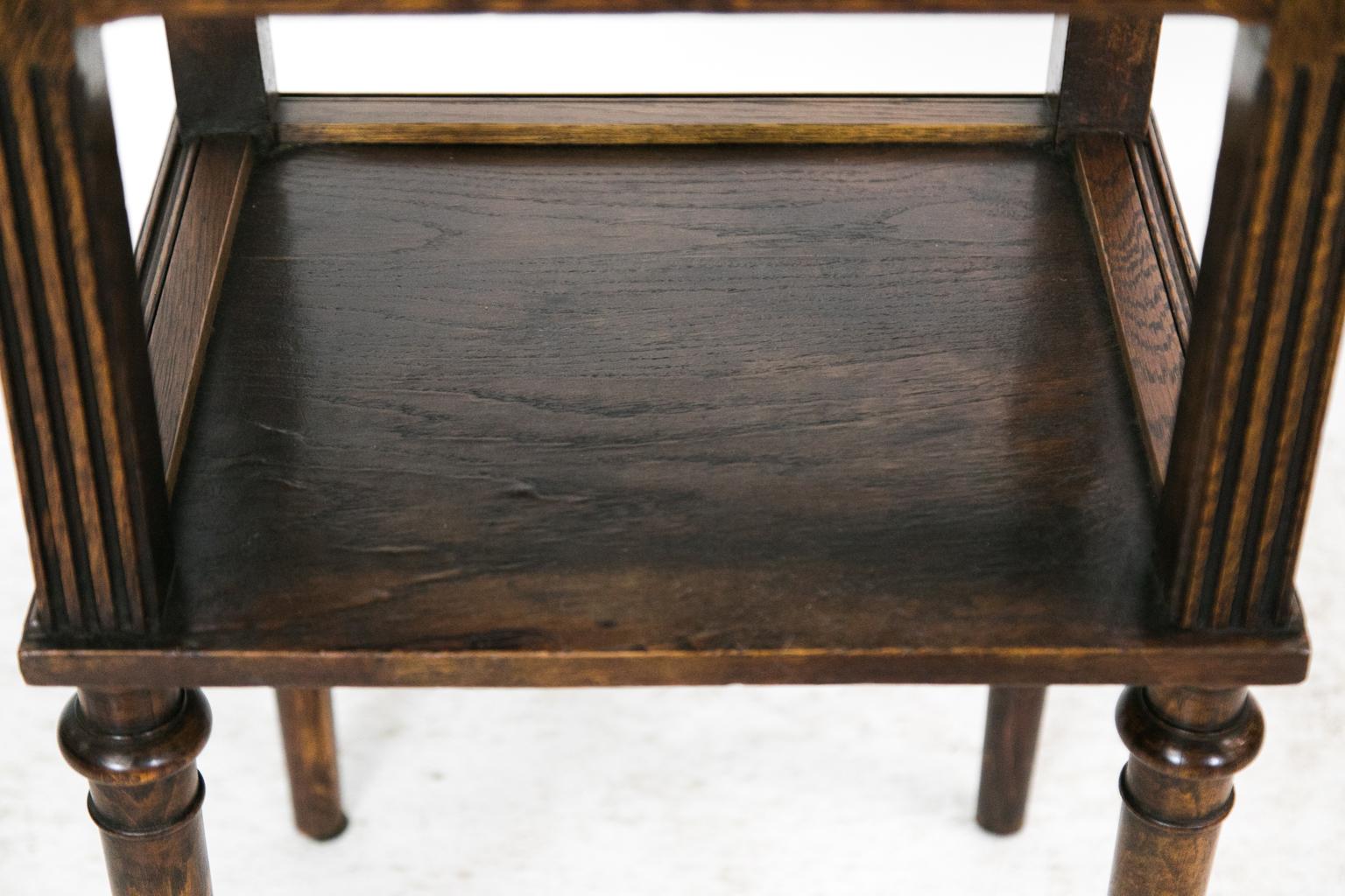 French Carved Oak Marble-Top Side Table In Good Condition In Wilson, NC