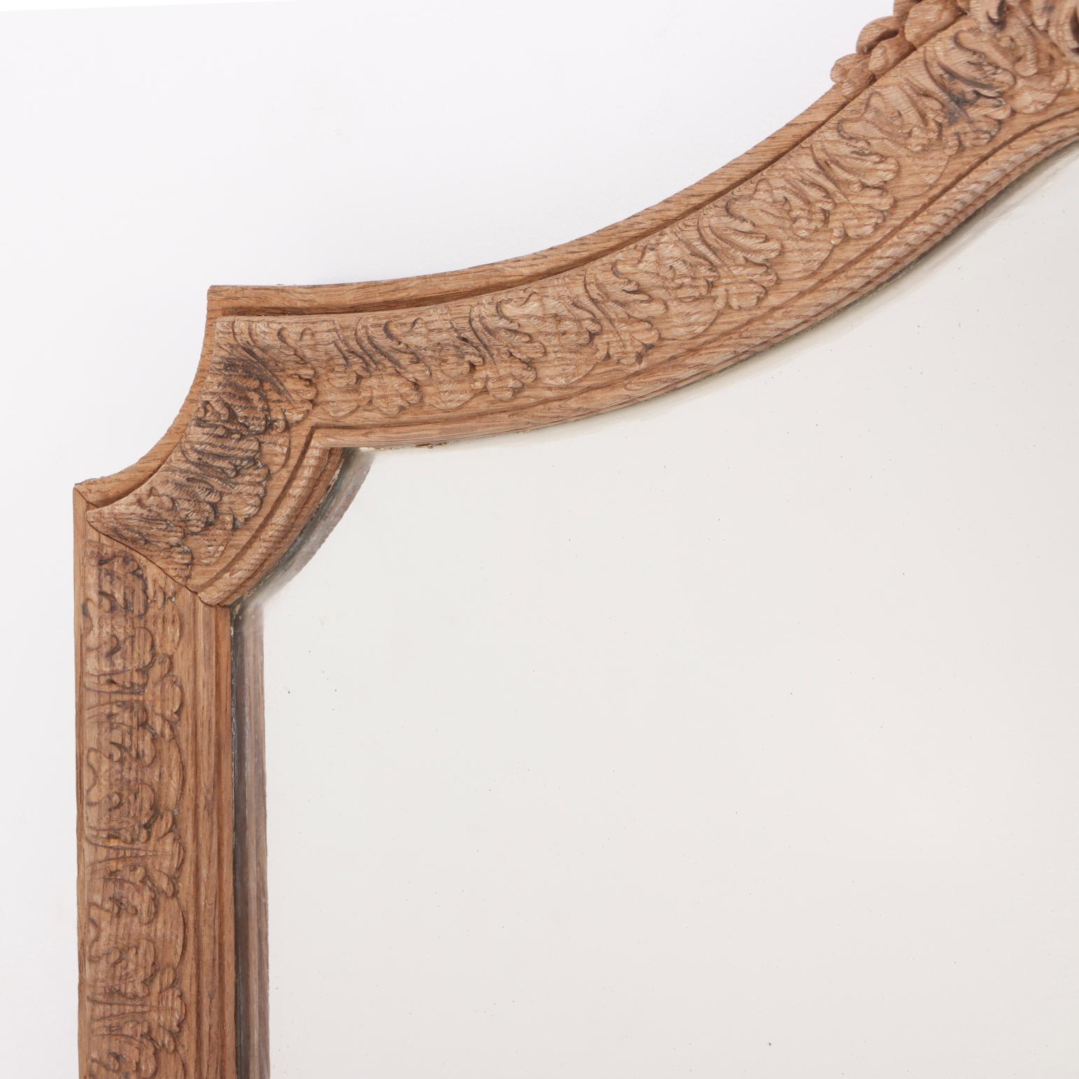 Early 19th Century French carved oak mirror circa 1800 having two plates of glass.  For Sale