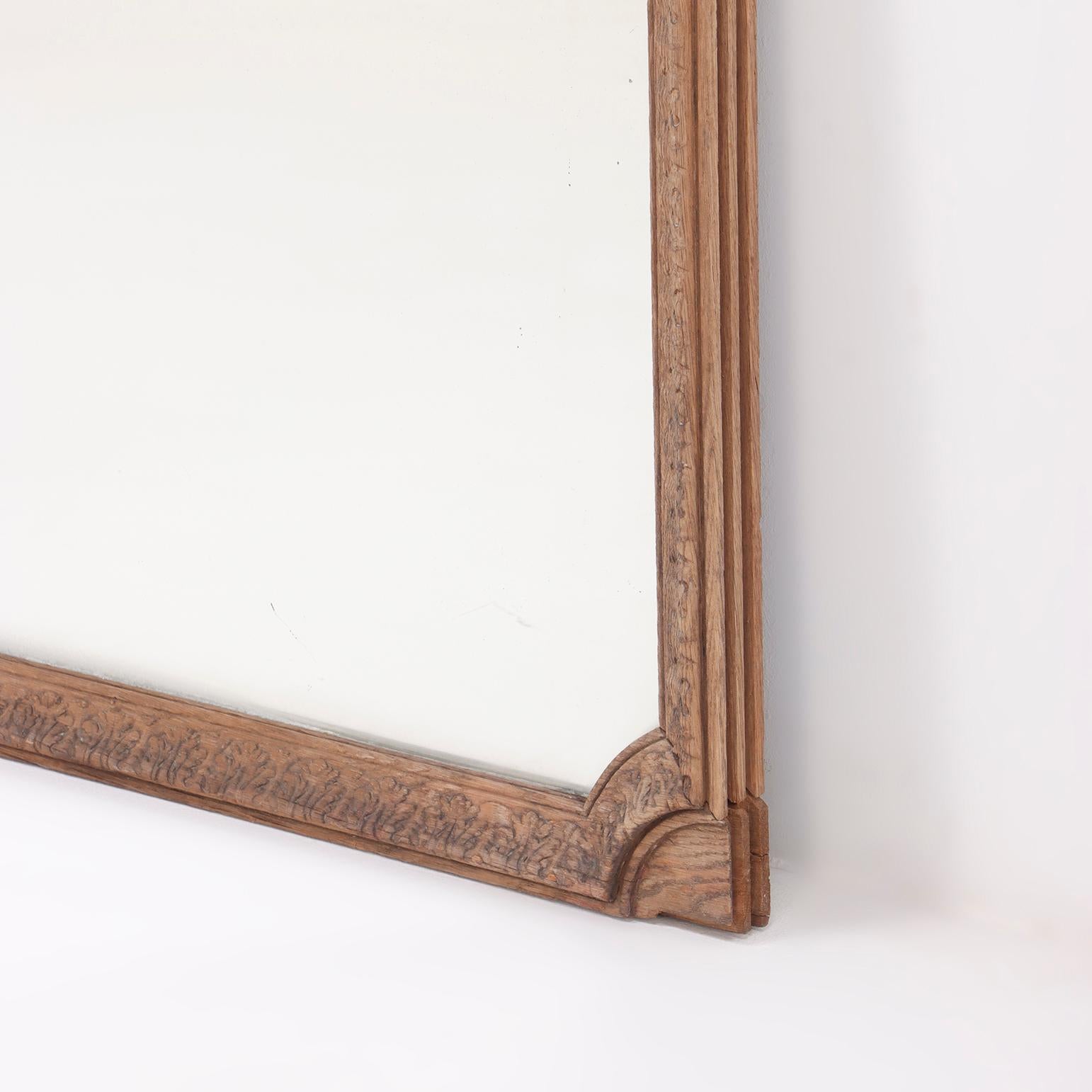 Französisch geschnitzt Eiche Spiegel um 1800 mit zwei Platten aus Glas.  im Angebot 1