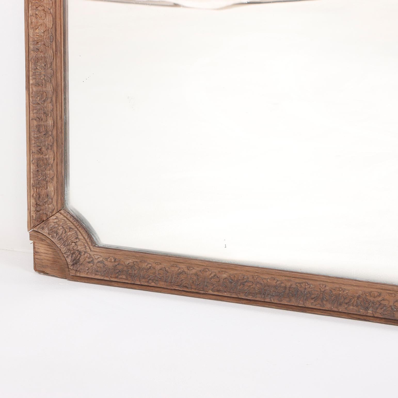 French carved oak mirror circa 1800 having two plates of glass.  For Sale 1