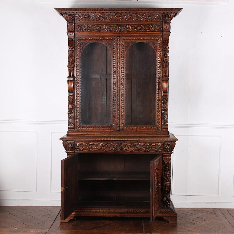 French Carved Oak Renaissance Revival Cabinet / Bookcase, C.1880 7