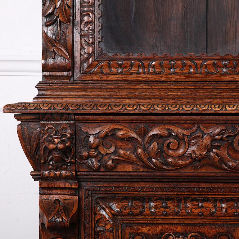 French Carved Oak Renaissance Revival Cabinet / Bookcase, C.1880 8