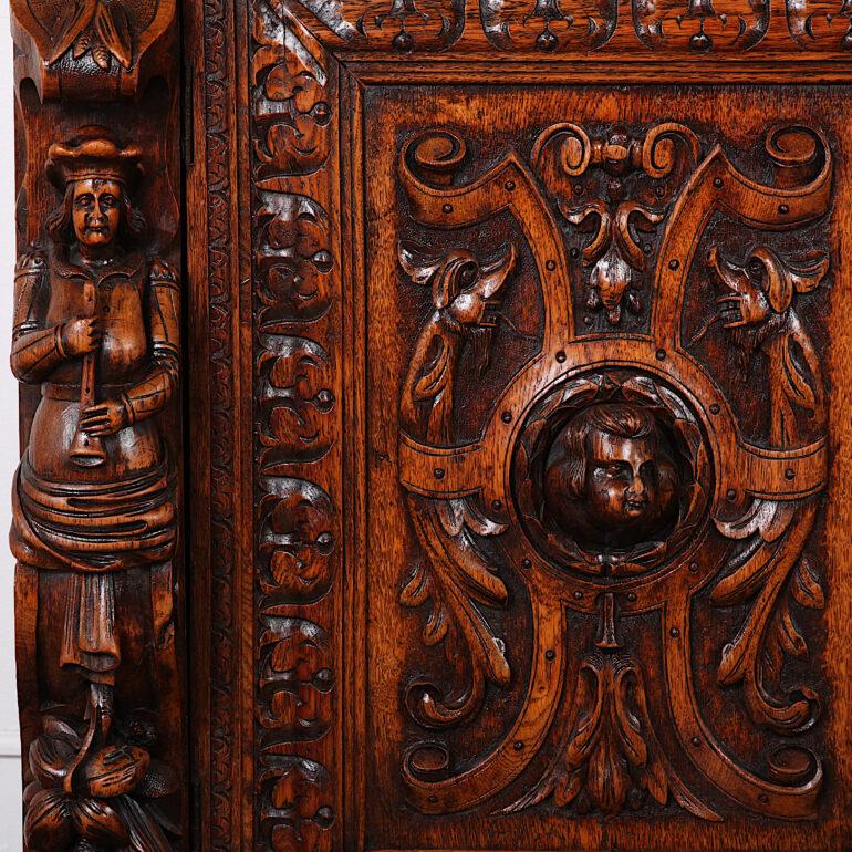 French Carved Oak Renaissance Revival Cabinet / Bookcase, C.1880 9